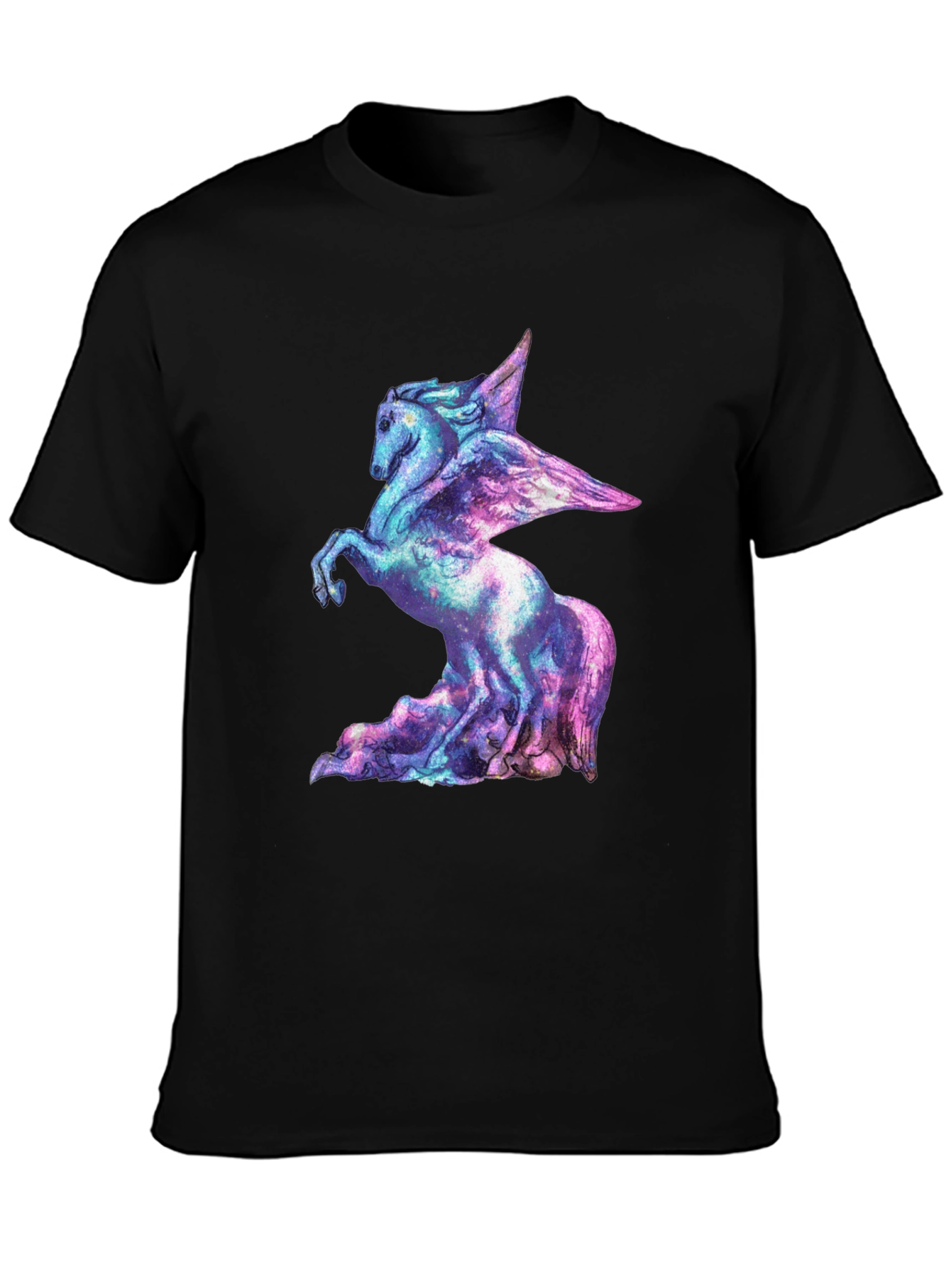 Cosmic Pegasus Graphic Tee - Black Cotton Shirt