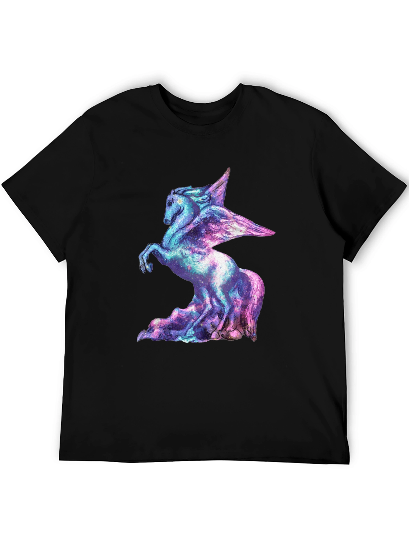 Cosmic Pegasus Graphic Tee - Black Cotton Shirt