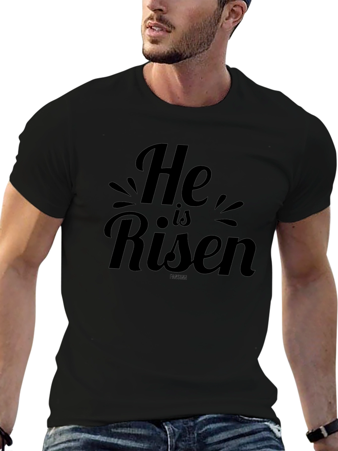 He is Risen Black Graphic Tee for Easter