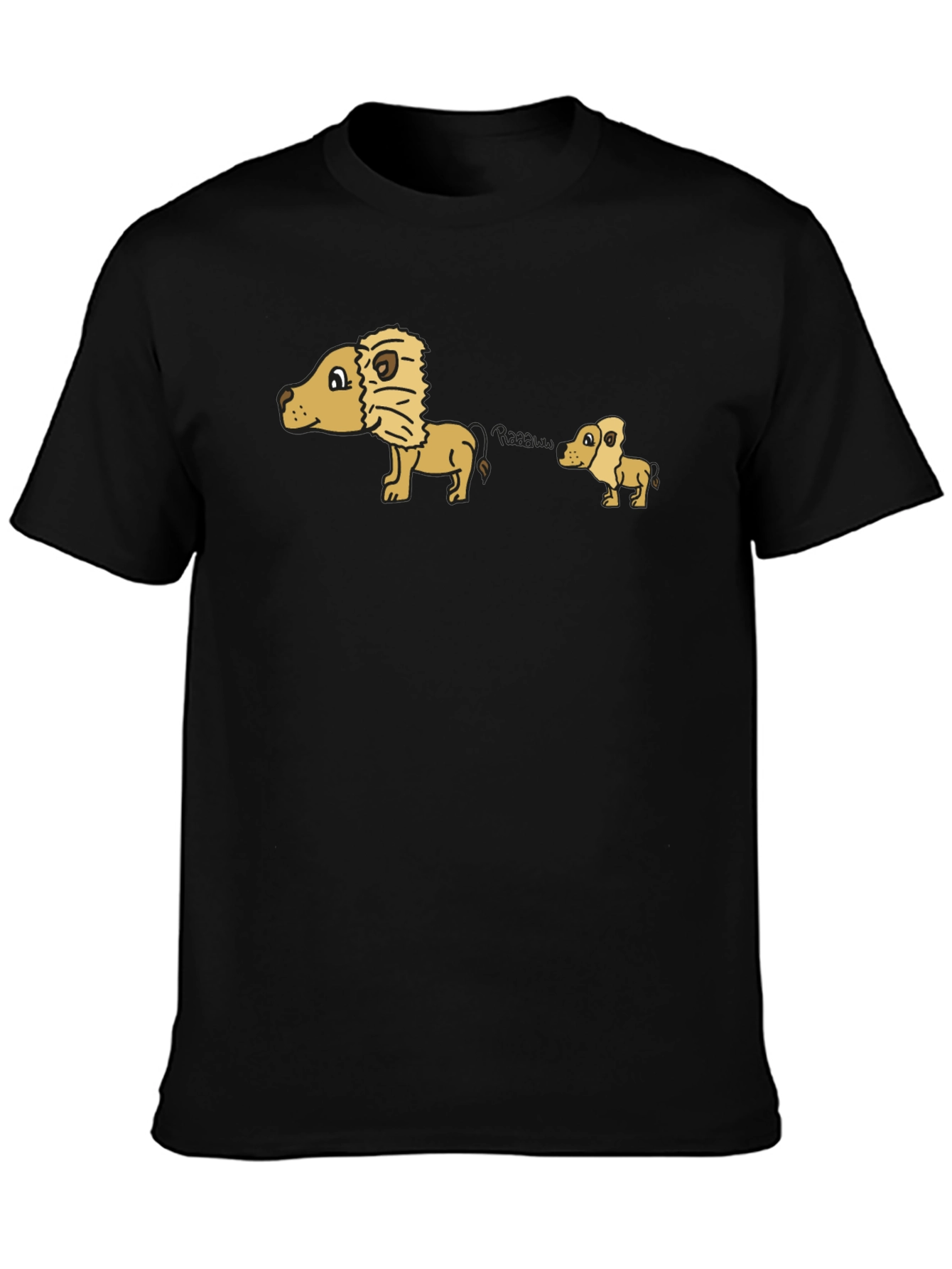 Cartoon Lion Dad Joke Black T-Shirt