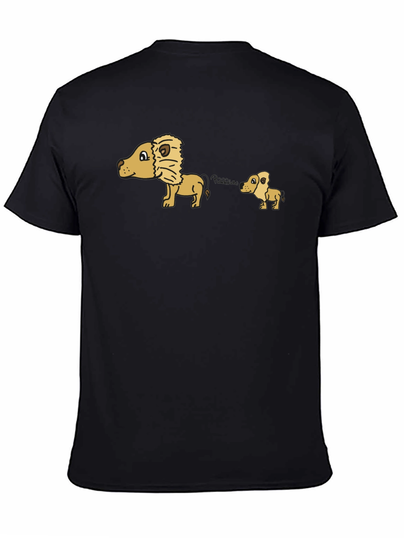 Cartoon Lion Dad Joke Black T-Shirt