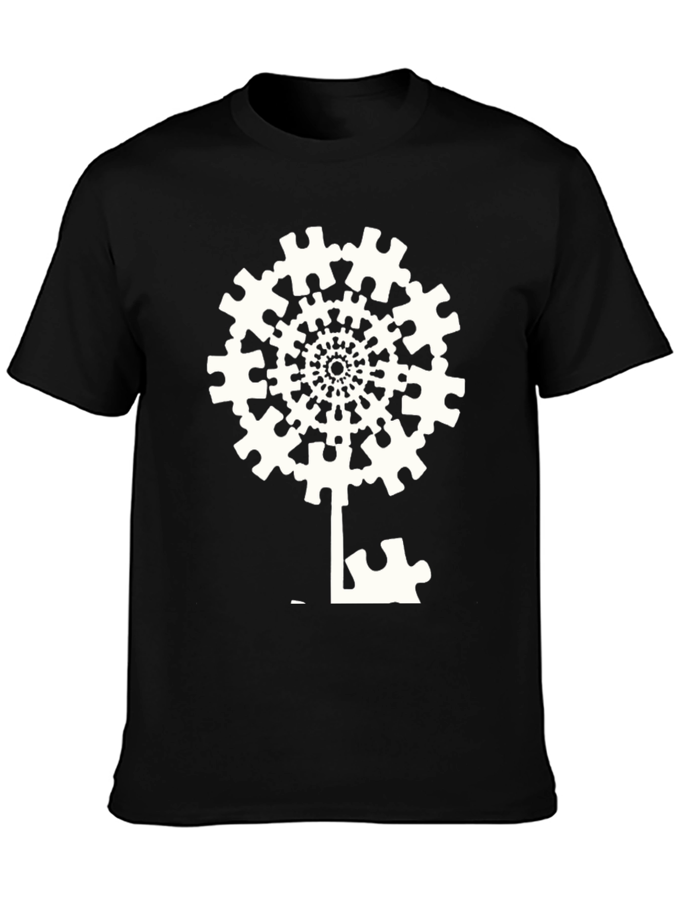 Puzzle Piece Tree T-Shirt - Abstract Key Design