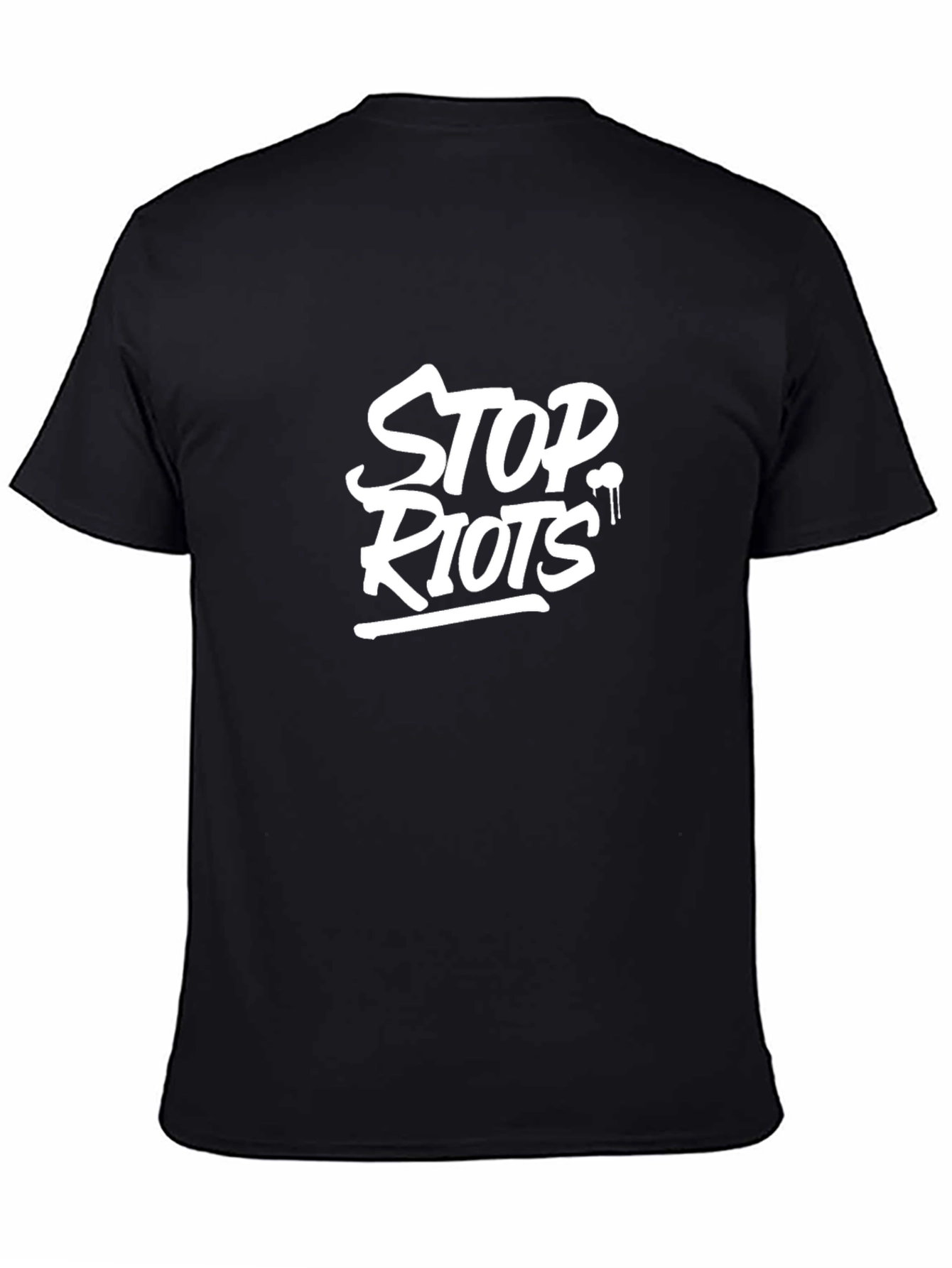Stop Riots Graphic Print Black T-Shirt