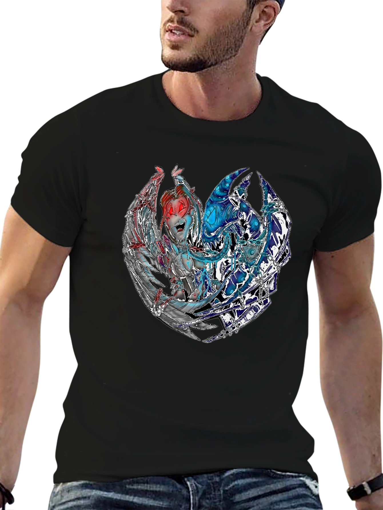 Fantasy Graphic Print Black T-Shirt