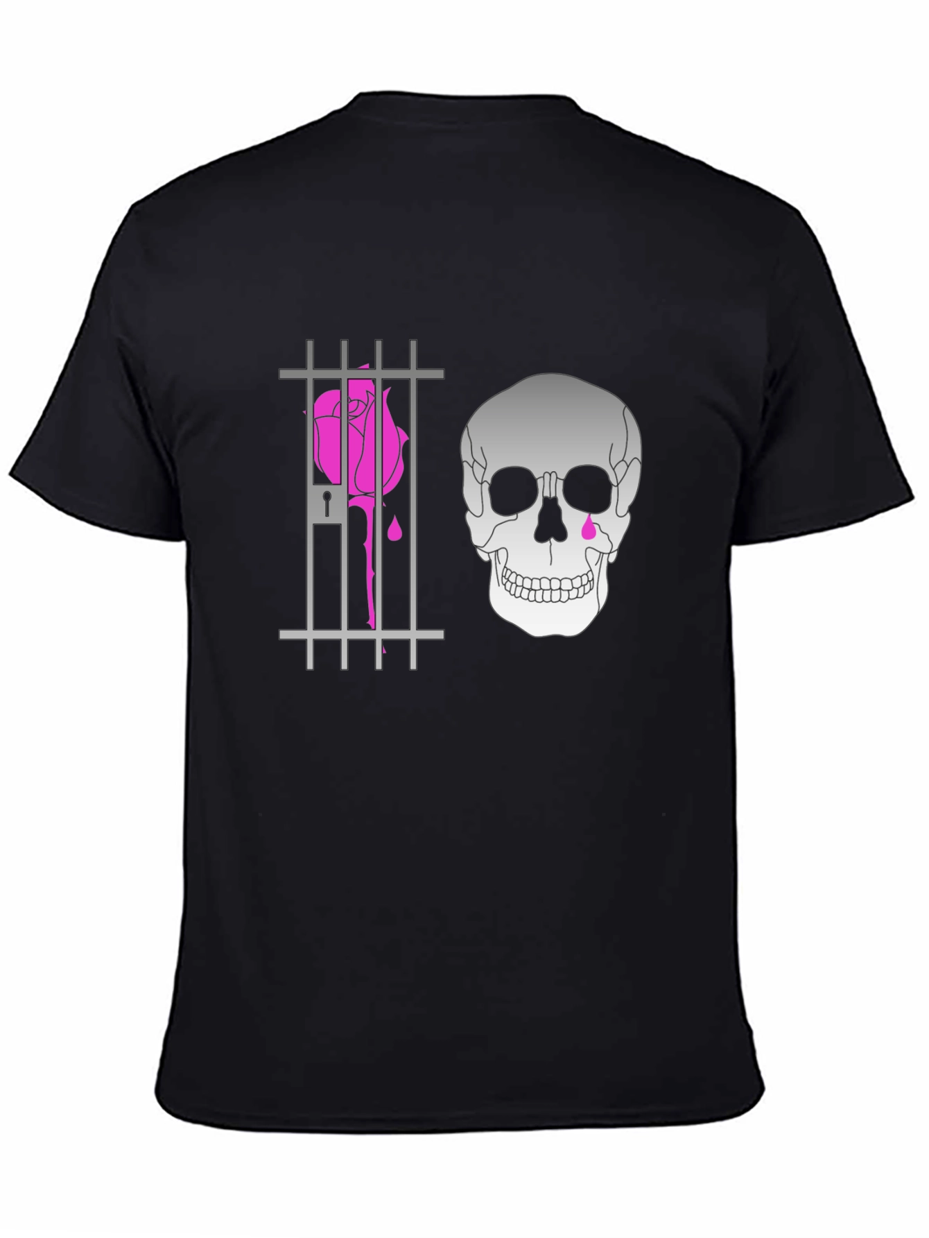 Edgy Skull & Rose Print Tee