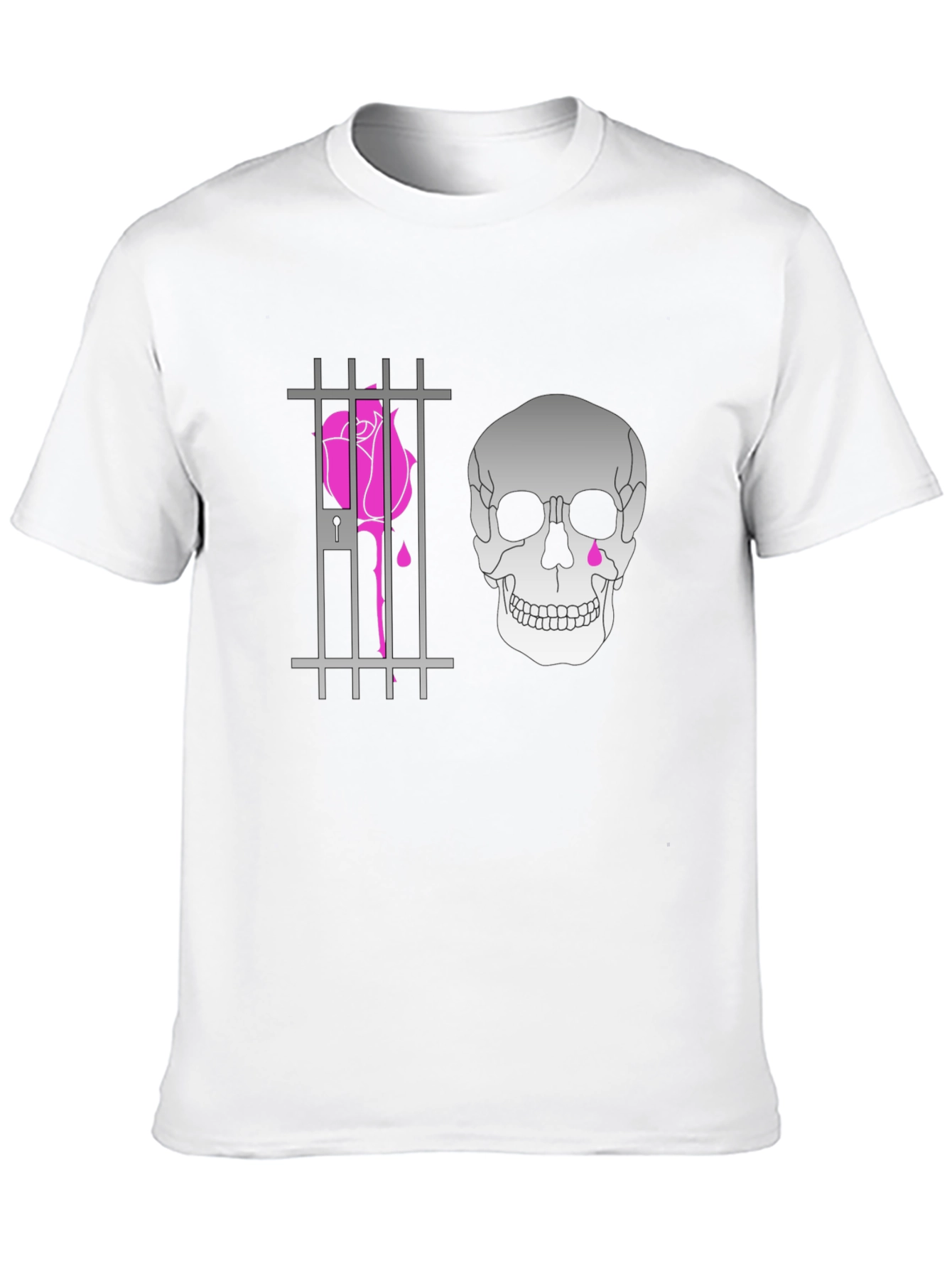 Edgy Skull & Rose Print Tee