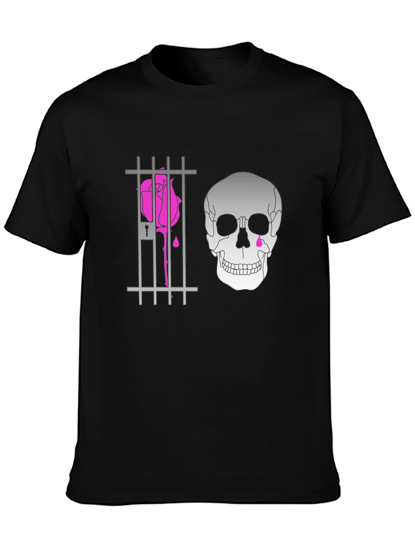 Edgy Skull & Rose Print Tee