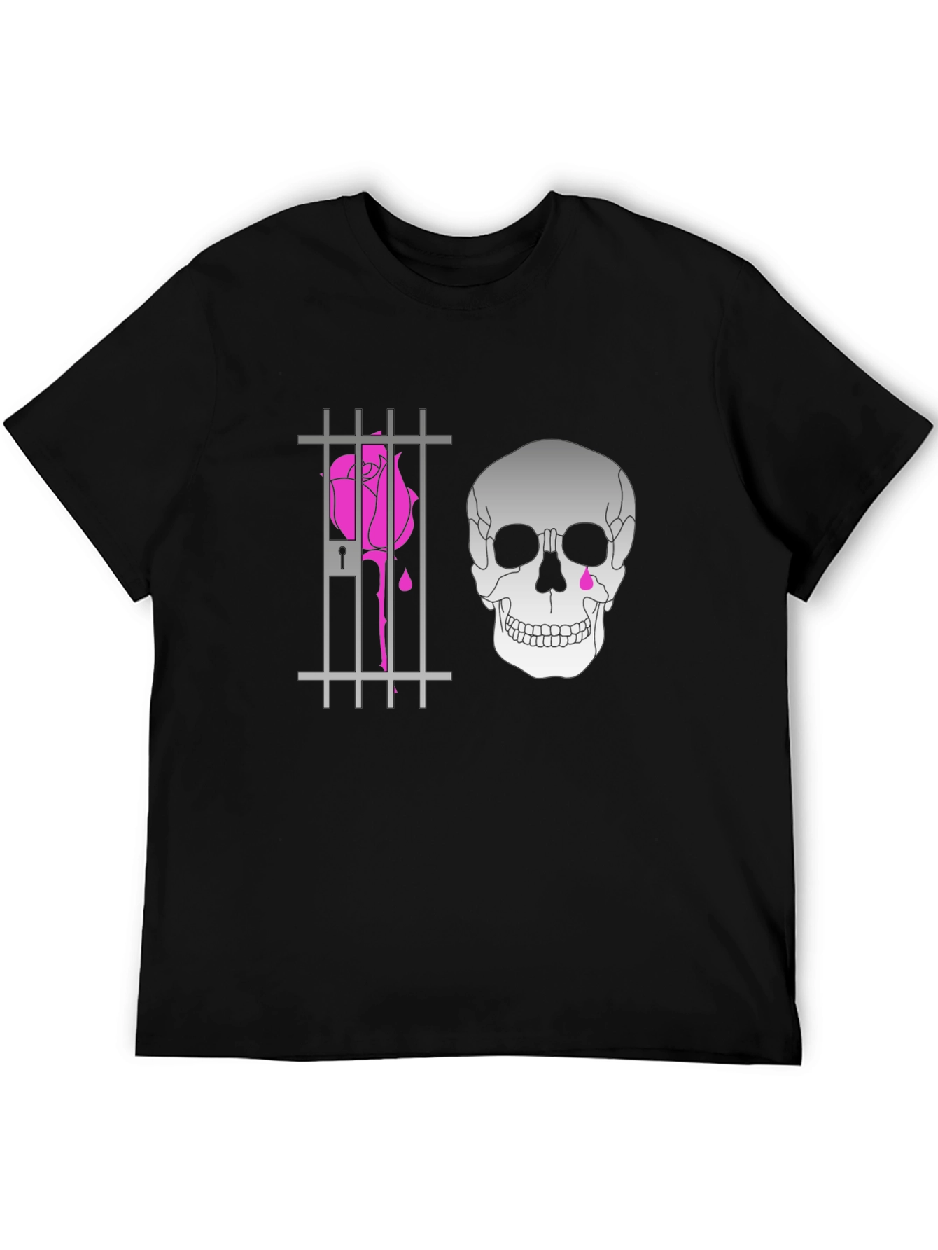 Edgy Skull & Rose Print Tee