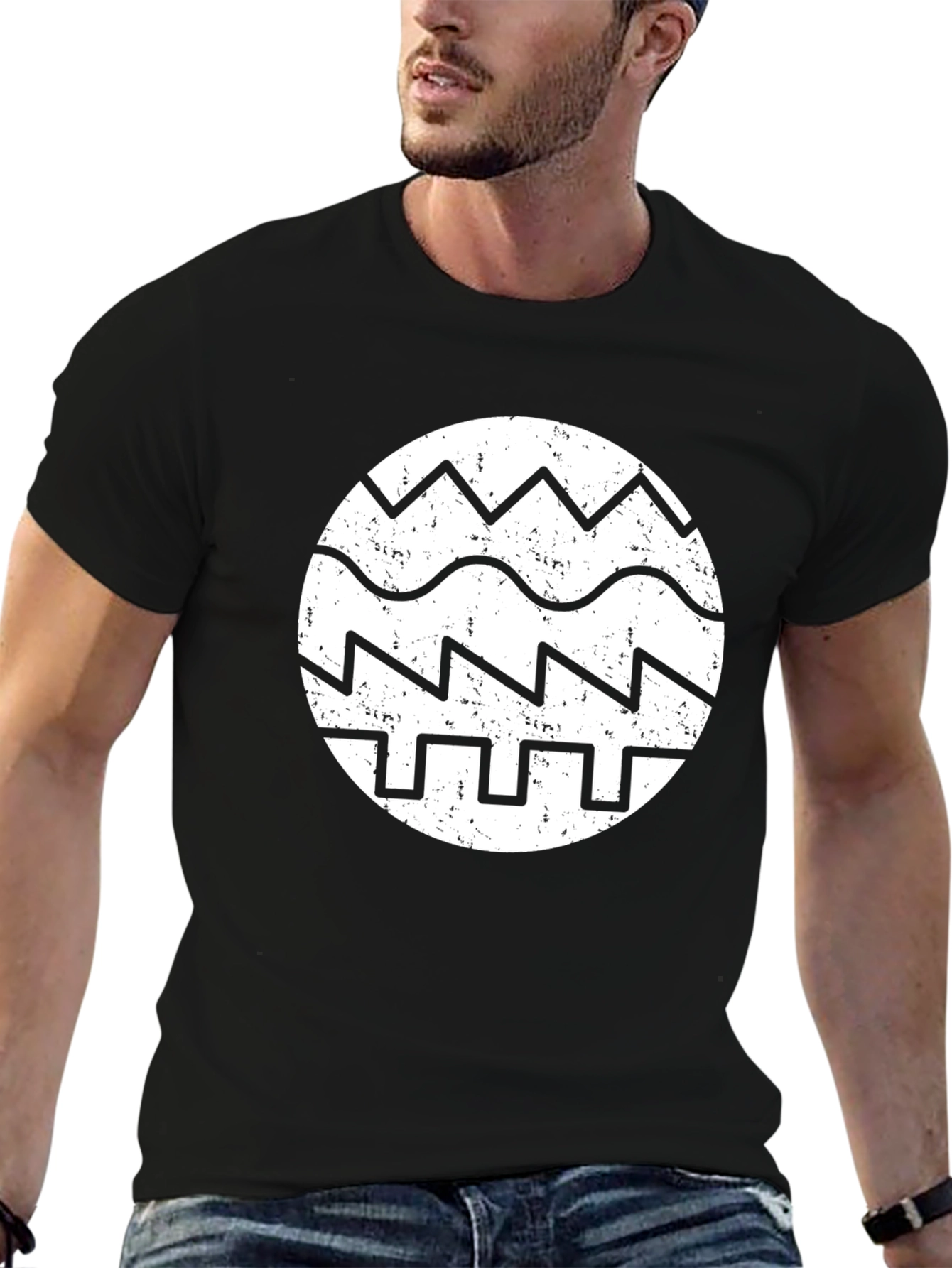 Retro Waveform Graphic Tee - Black Cotton