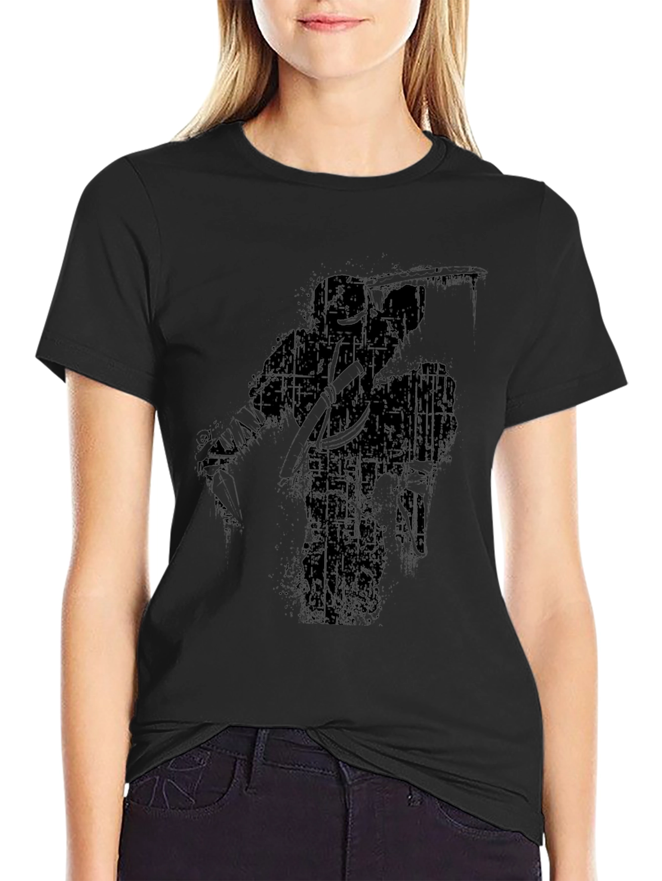 Black Ninja Warrior Graphic T-Shirt