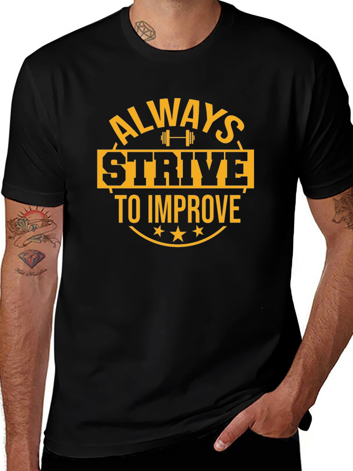 Always Strive to Improve Black Graphic Tee