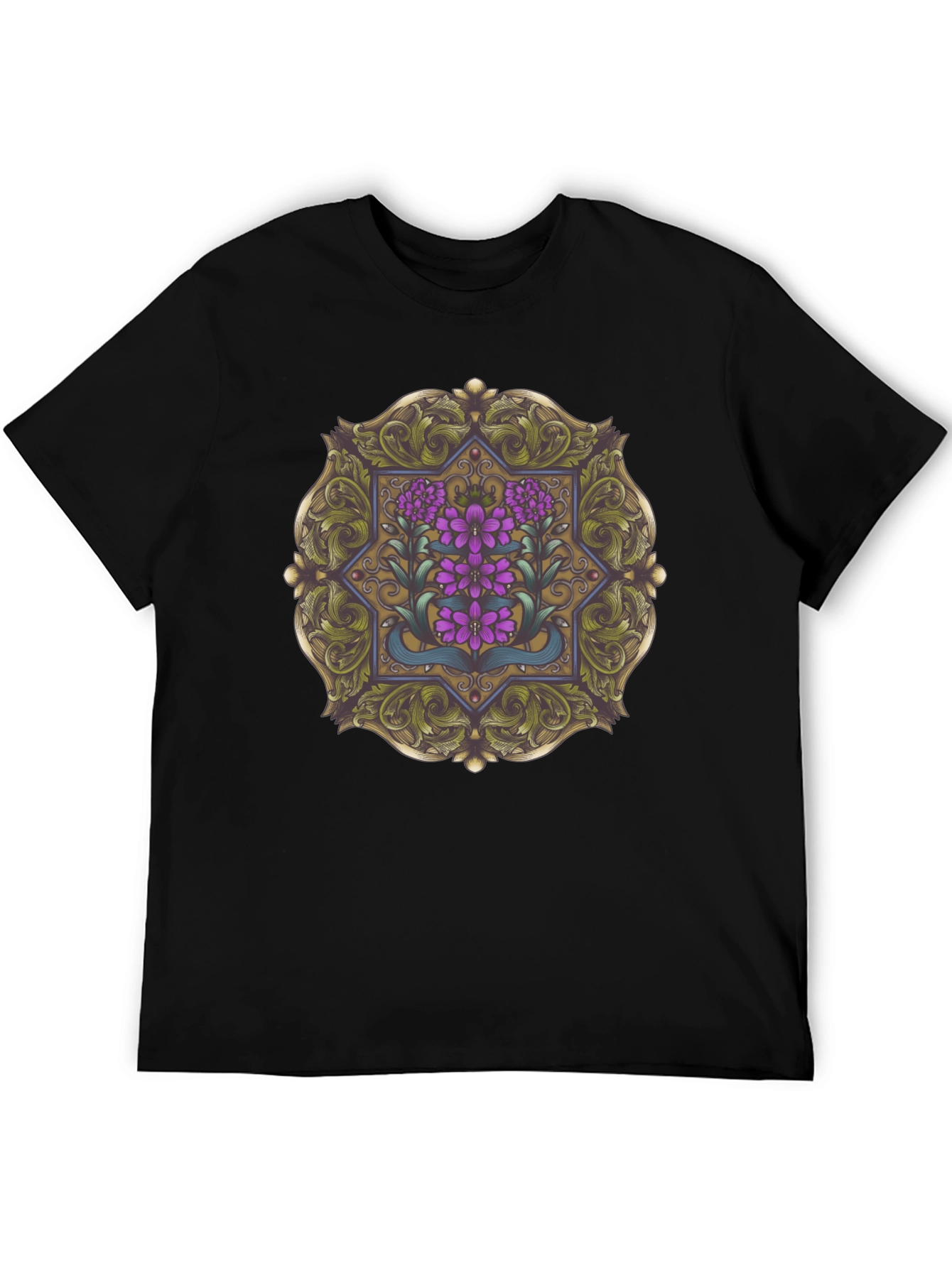 Floral Mandala Graphic Tee - Black