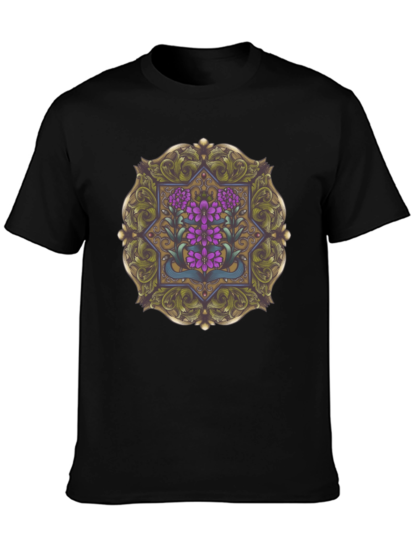 Floral Mandala Graphic Tee - Black