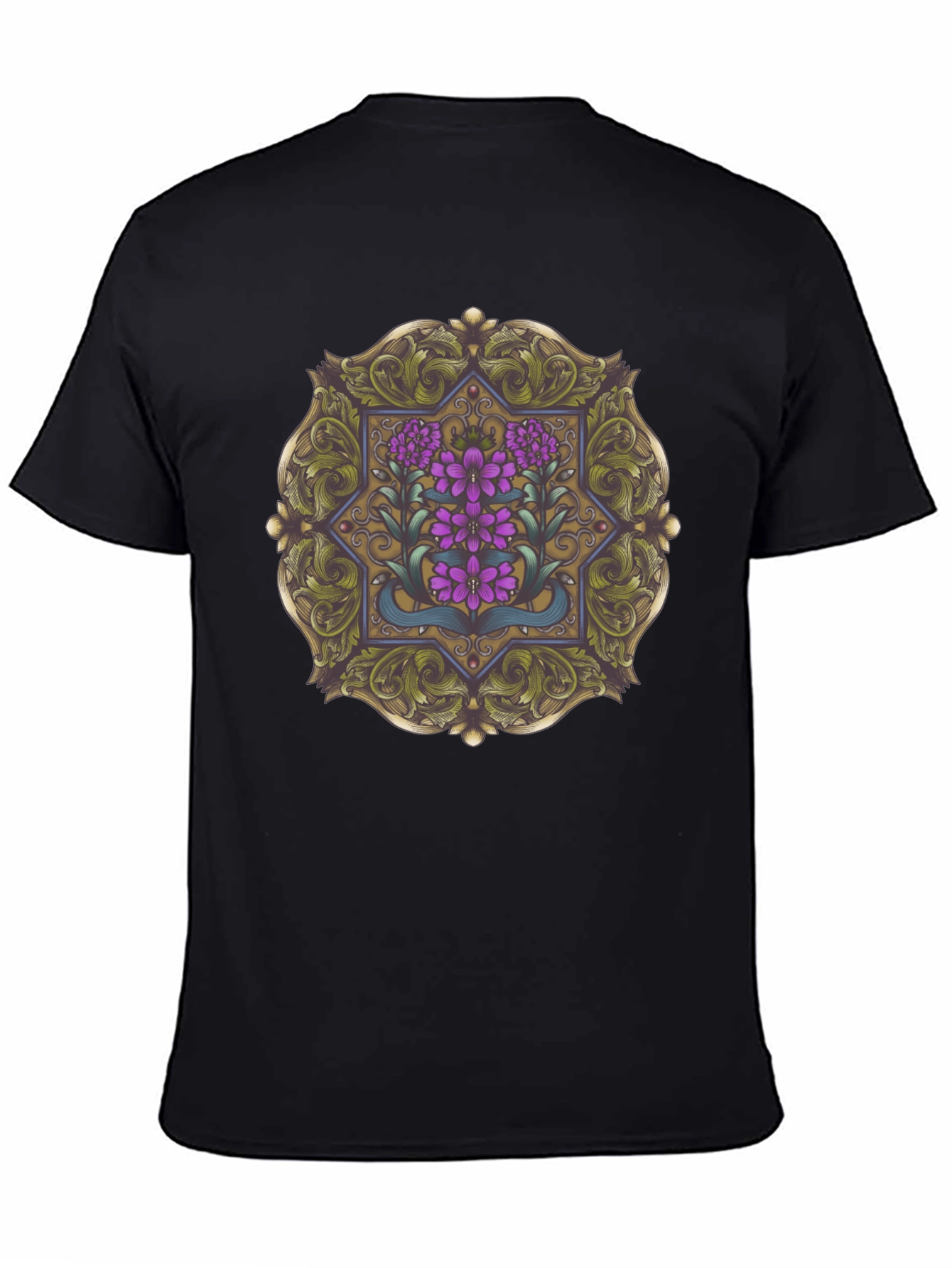 Floral Mandala Graphic Tee - Black
