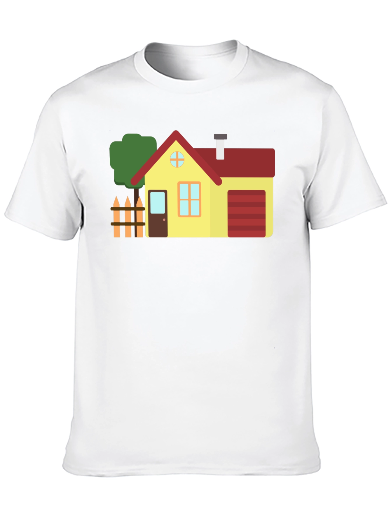 Cartoon House Graphic Tee Black Cotton Shirt