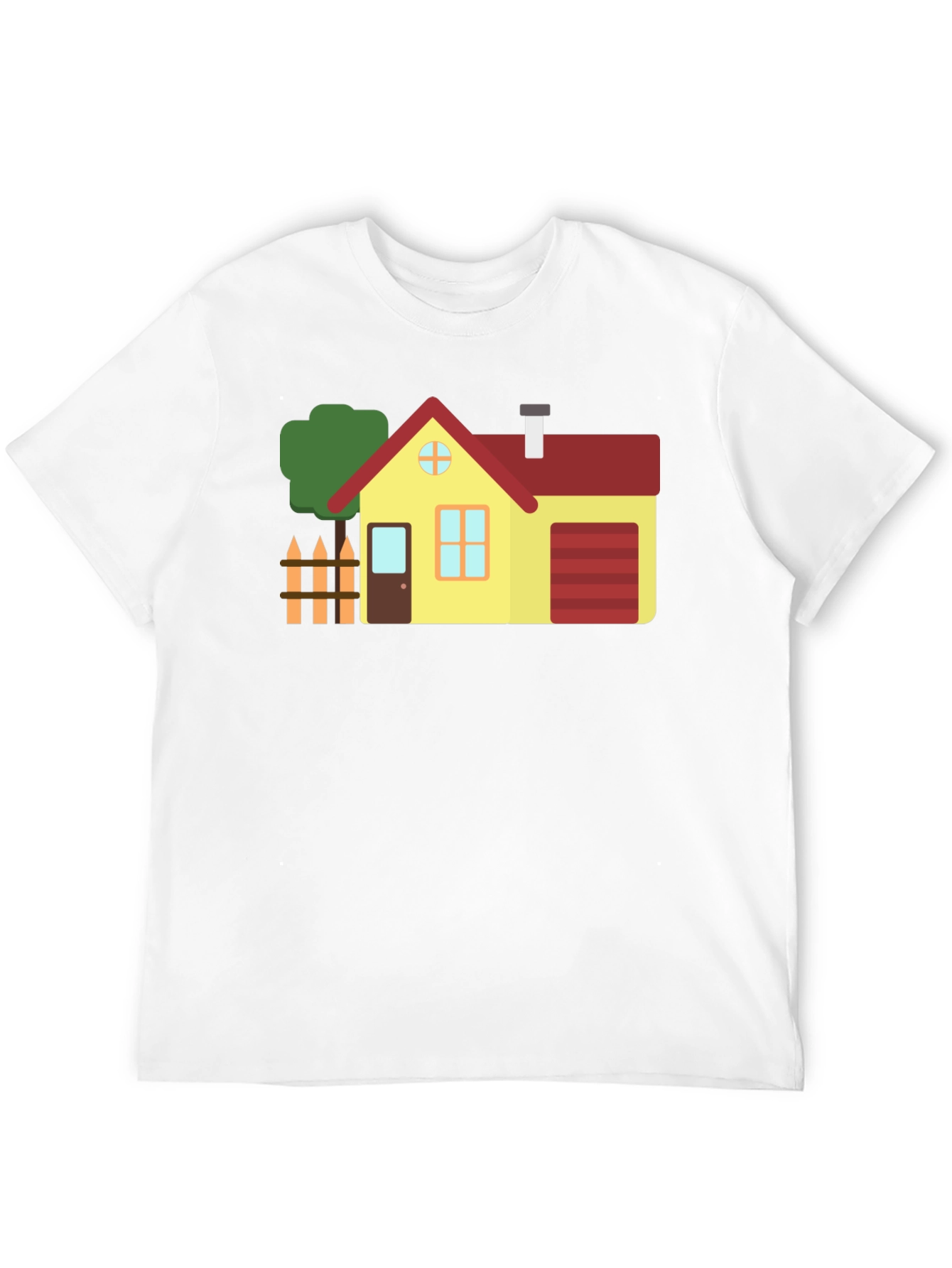 Cartoon House Graphic Tee Black Cotton Shirt