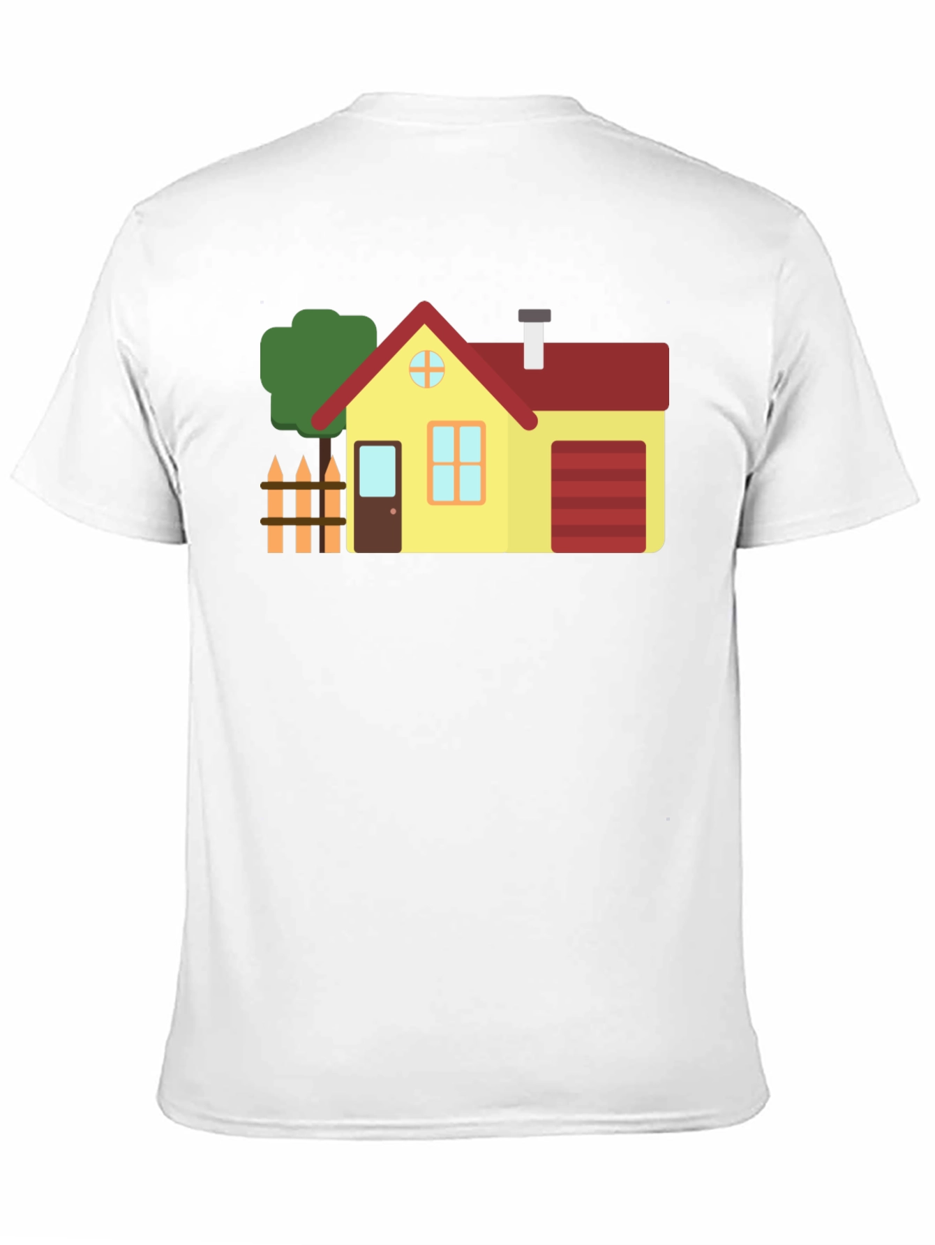 Cartoon House Graphic Tee Black Cotton Shirt