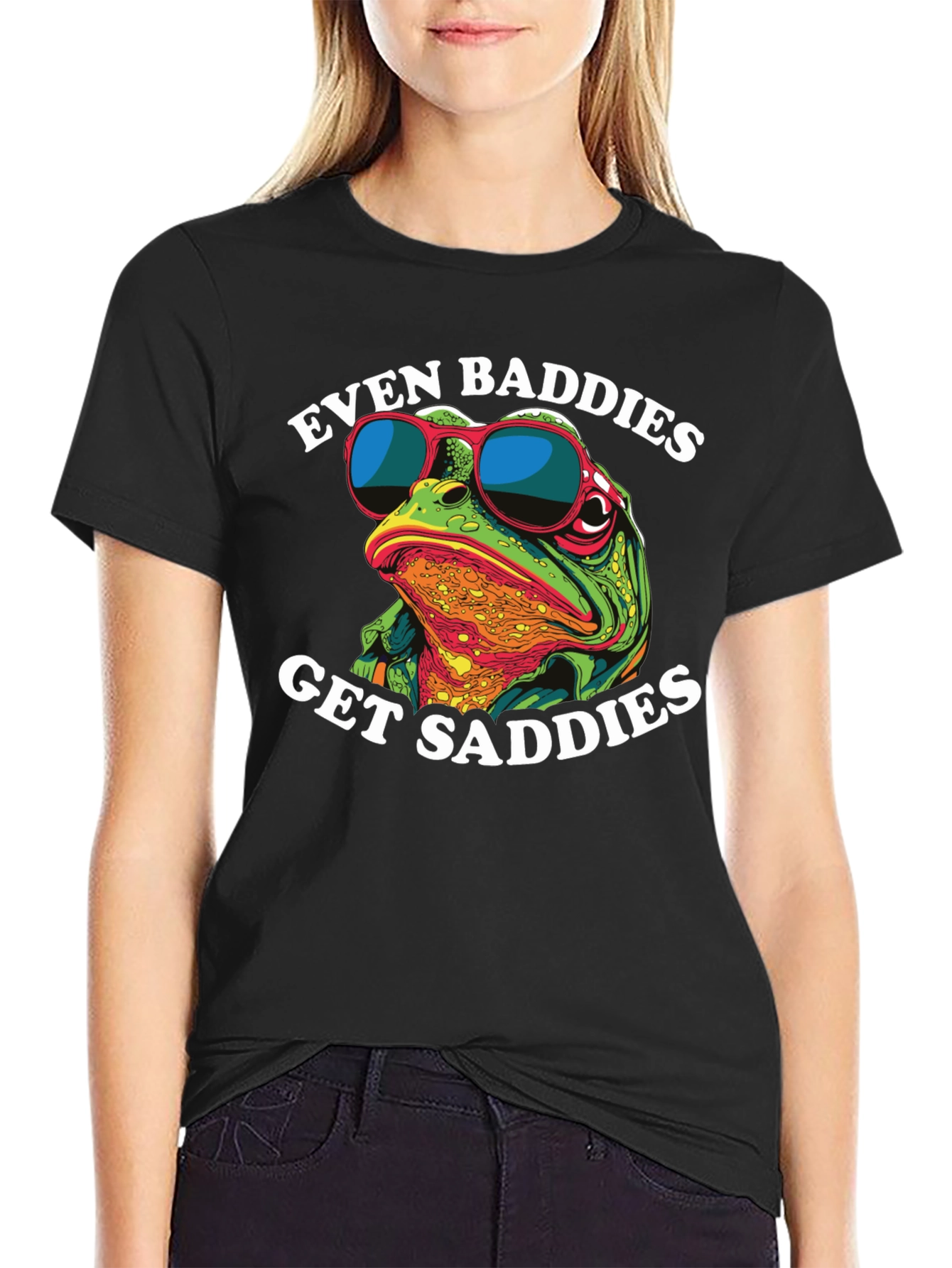 Even Baddies Get Saddies Frog Graphic Tee