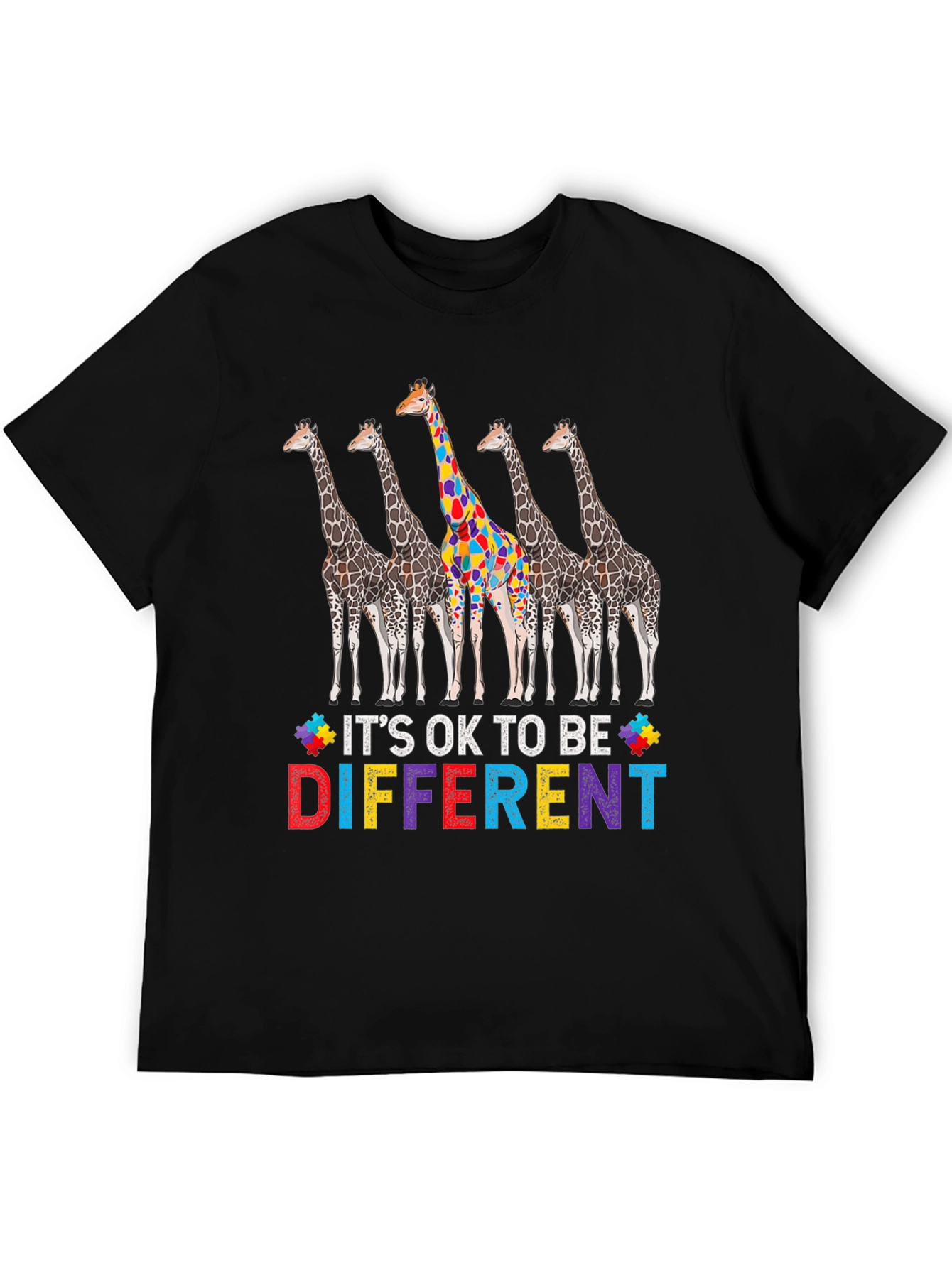 Its Ok to Be Different Autism Awareness Giraffe T-Shirt