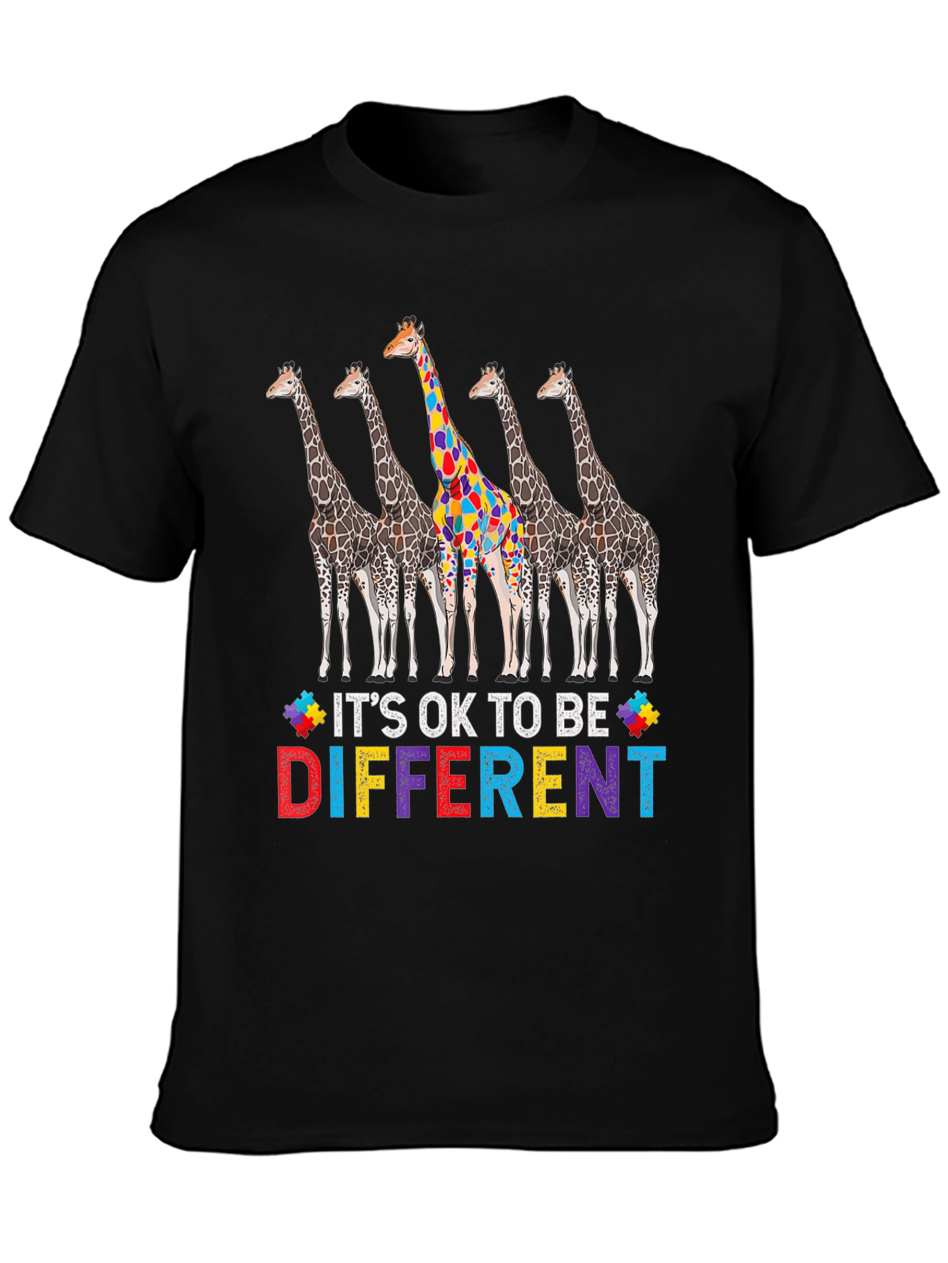 Its Ok to Be Different Autism Awareness Giraffe T-Shirt