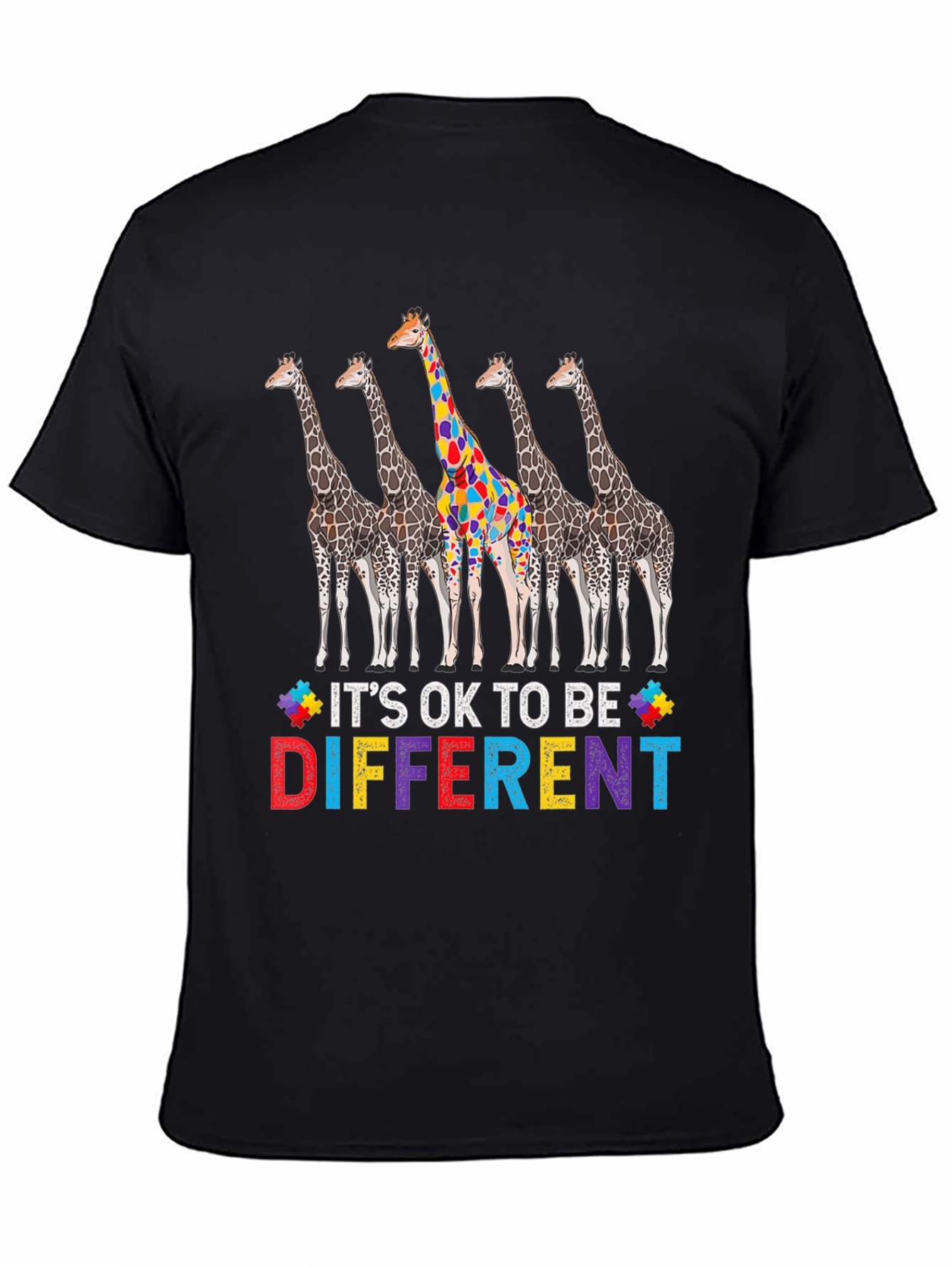 Its Ok to Be Different Autism Awareness Giraffe T-Shirt