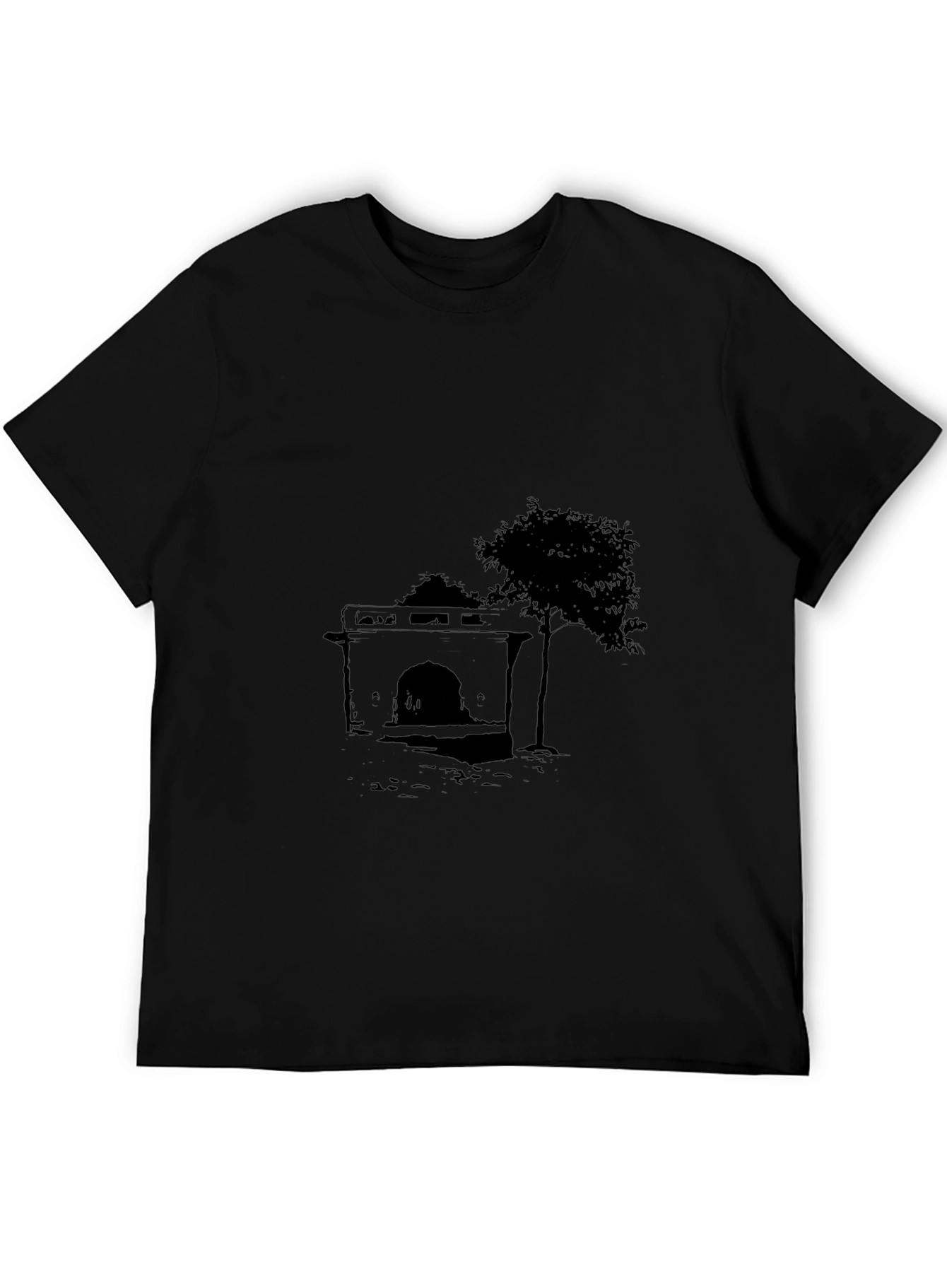 Graphic Print Black Tee