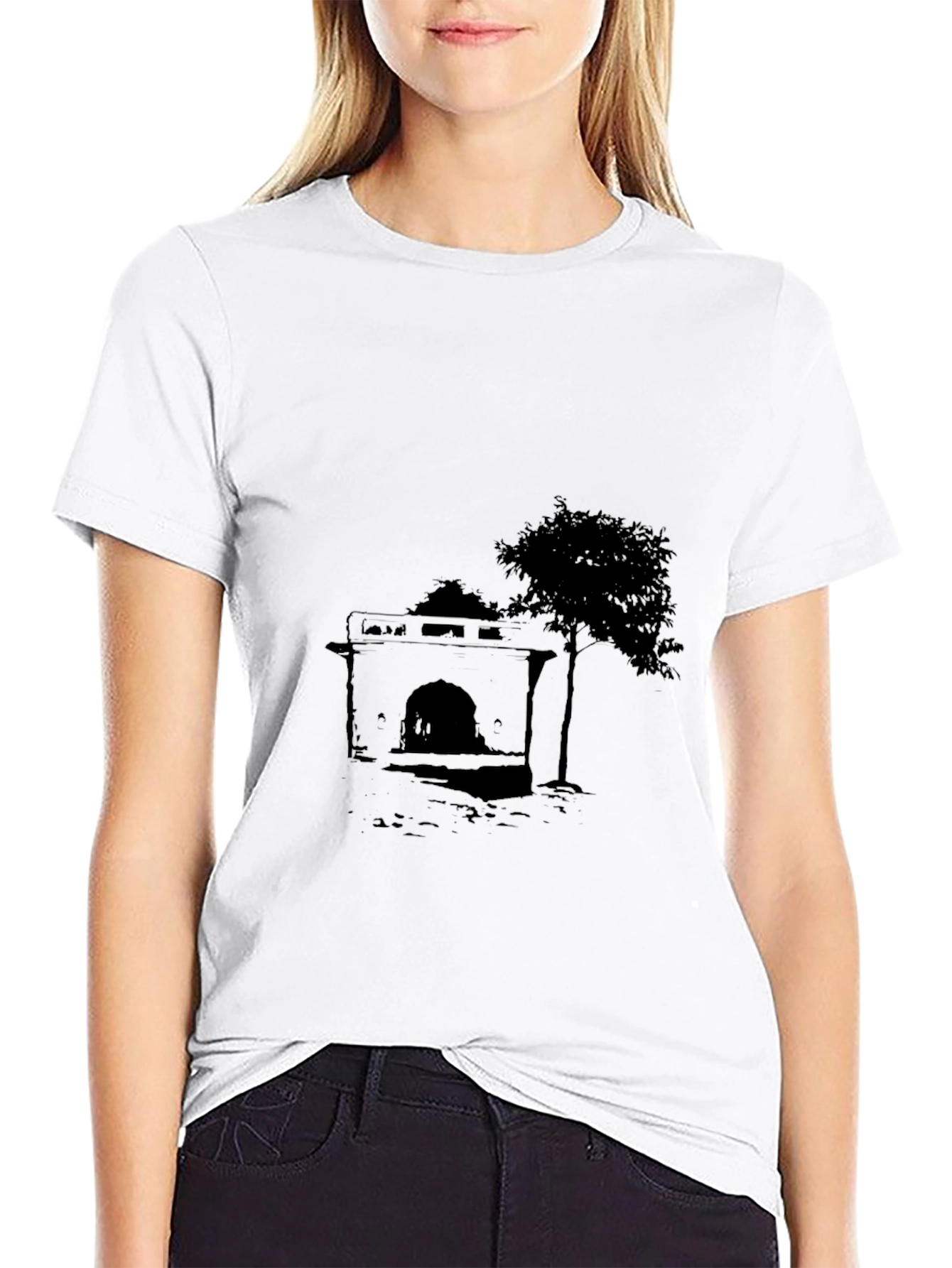 Graphic Print Black Tee