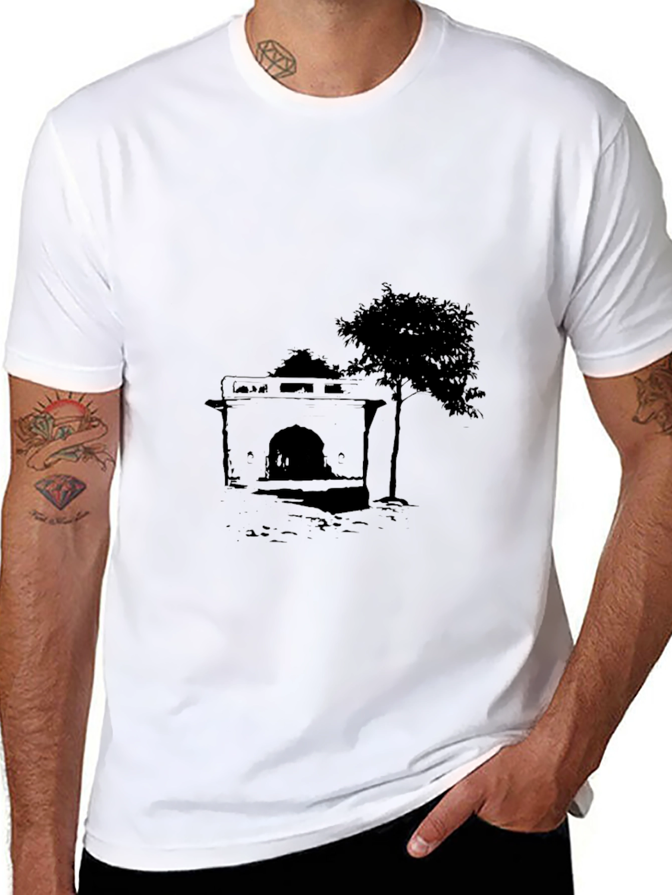 Graphic Print Black Tee