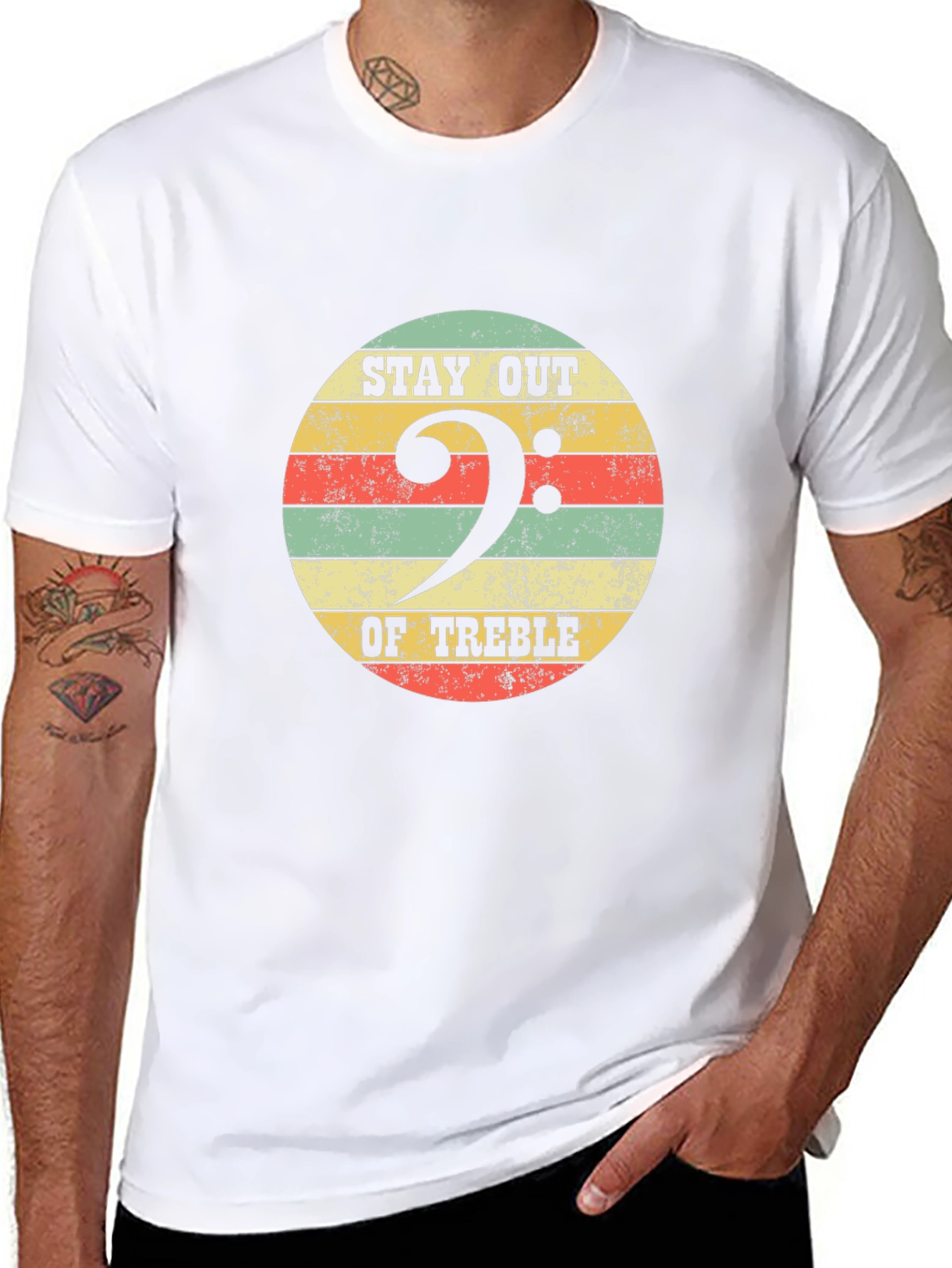 Stay Out Of Treble Bass Clef Black T-Shirt