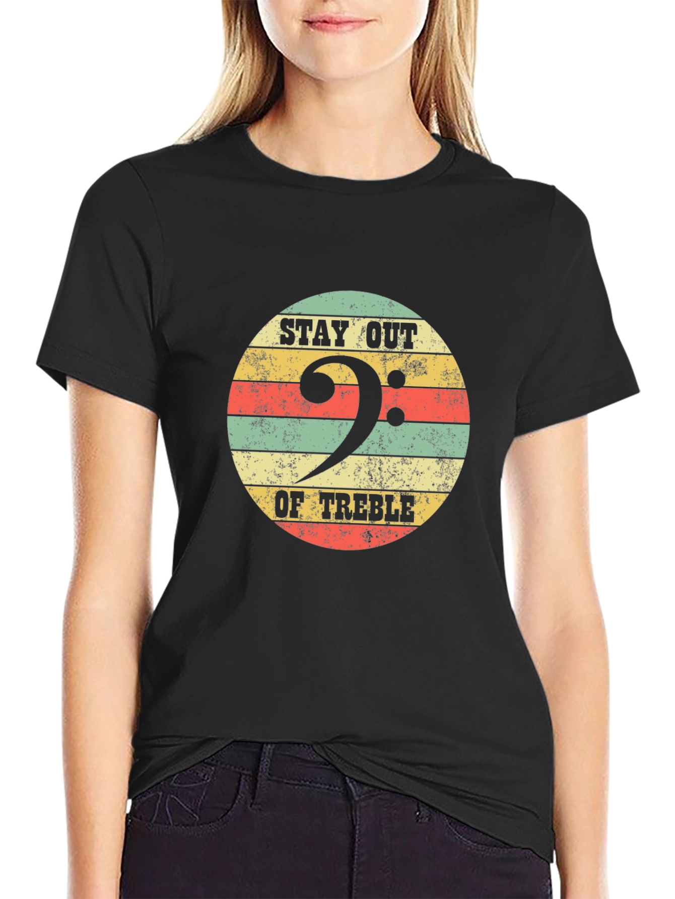 Stay Out Of Treble Bass Clef Black T-Shirt