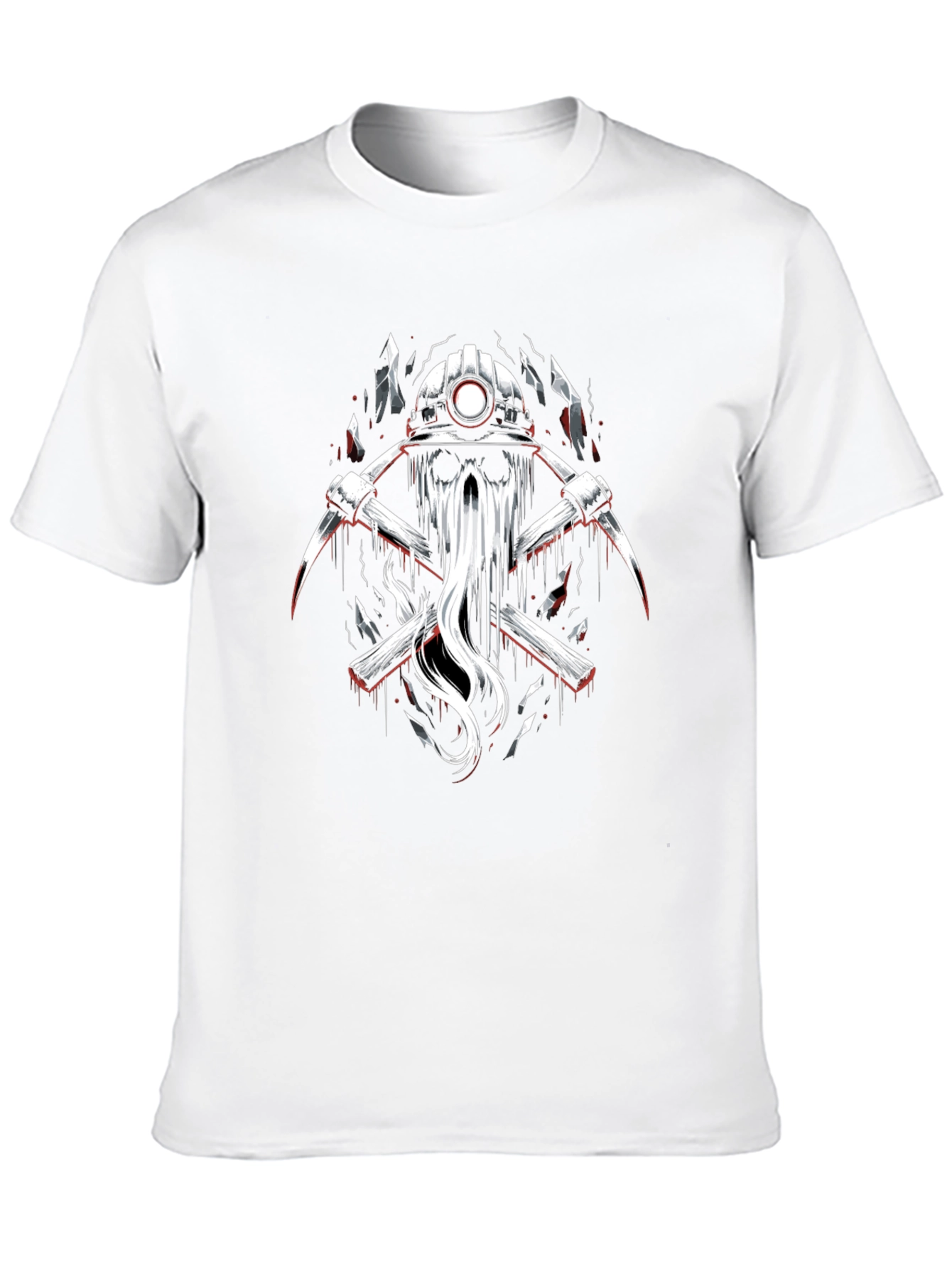 Miner Skull Graphic Tee - Black Cotton T-Shirt