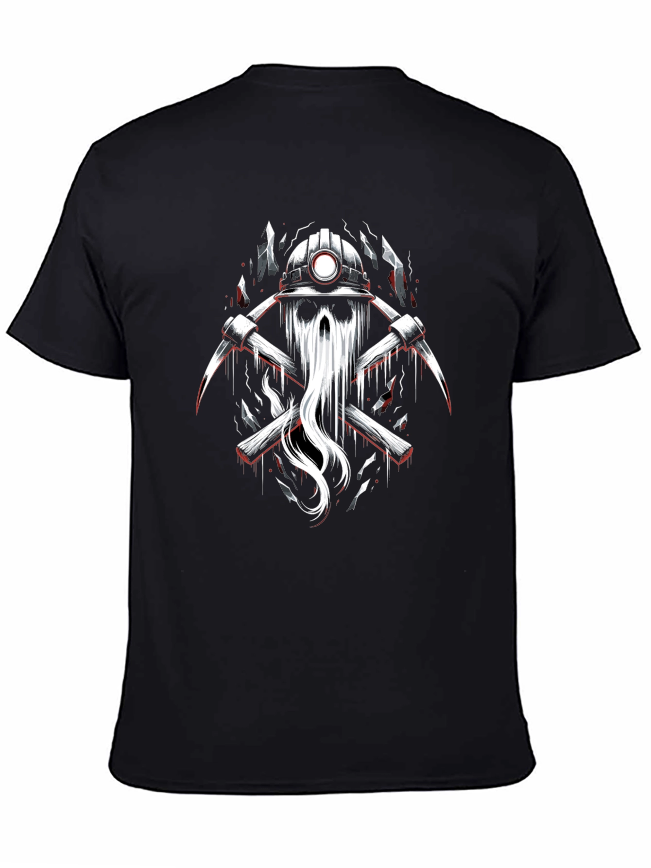 Miner Skull Graphic Tee - Black Cotton T-Shirt