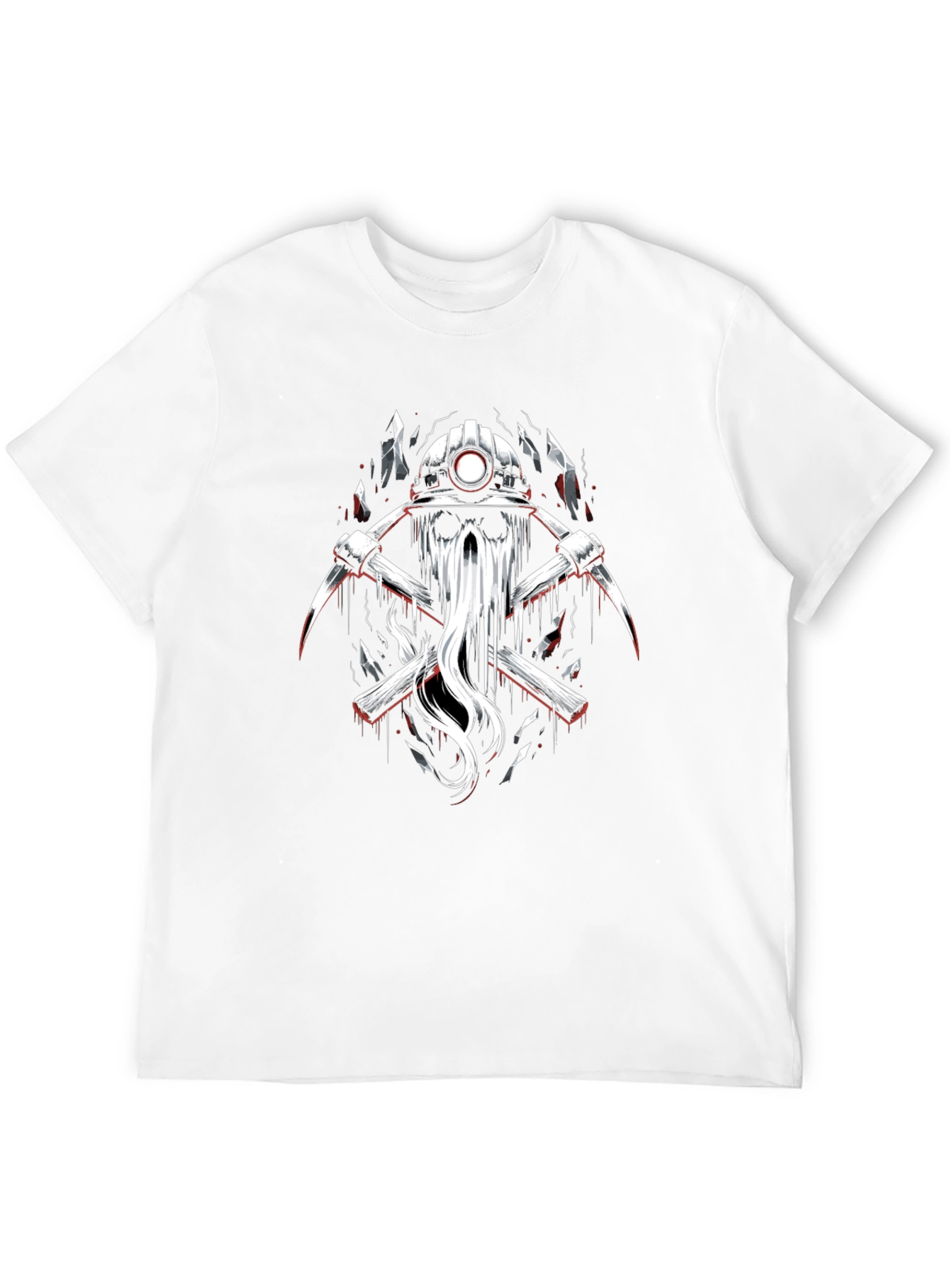 Miner Skull Graphic Tee - Black Cotton T-Shirt