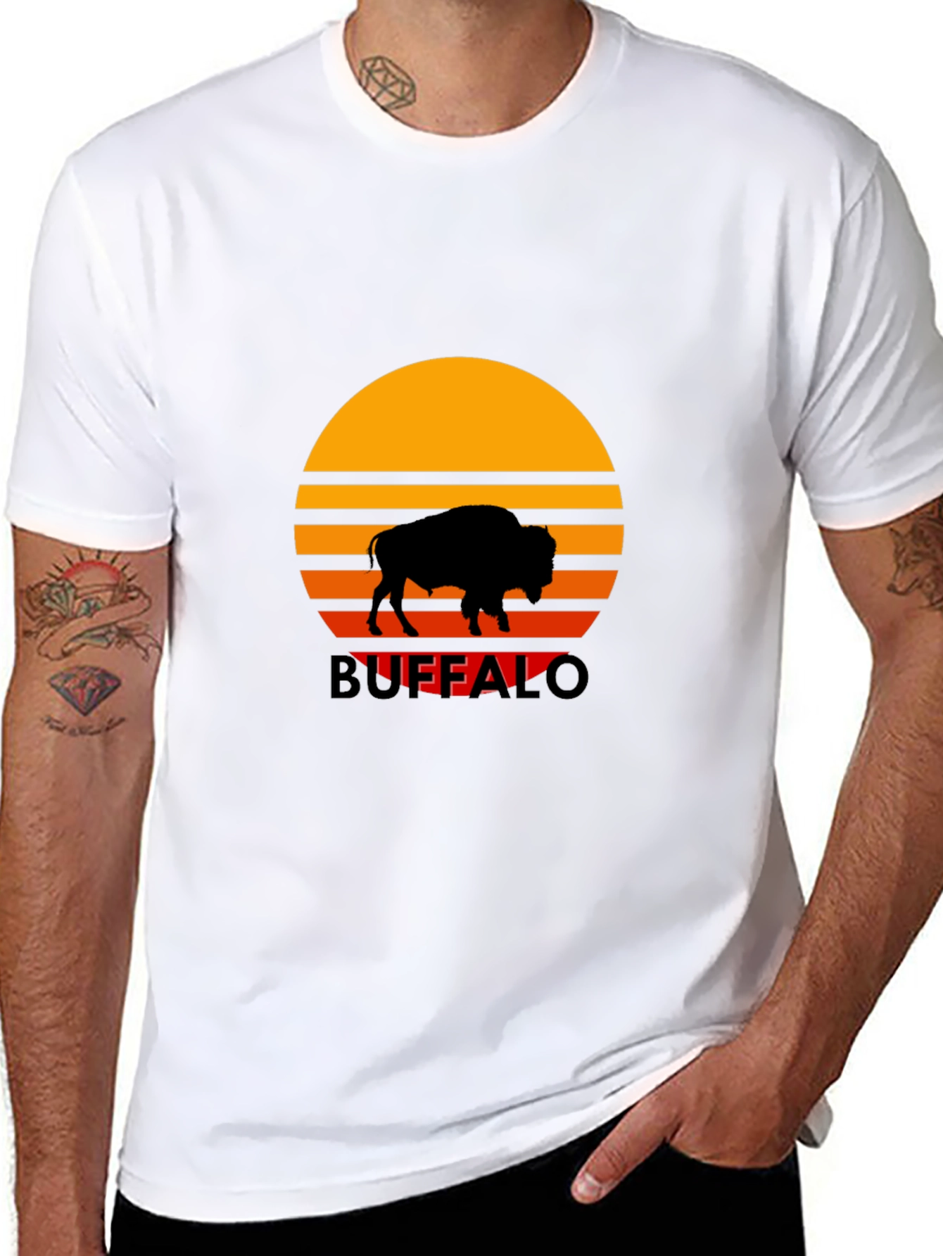 Buffalo Sunset Graphic Tee - Retro Style