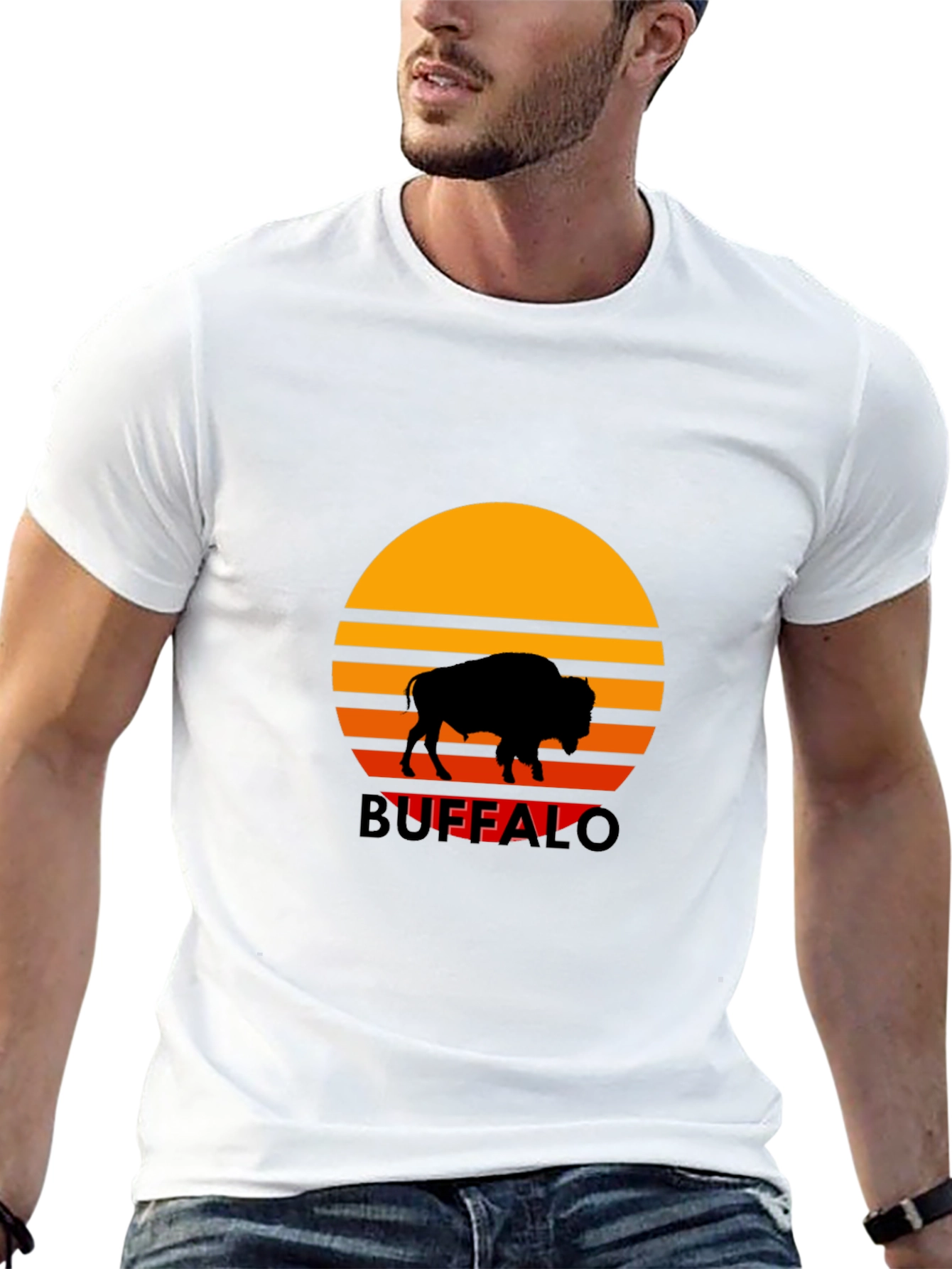 Buffalo Sunset Graphic Tee - Retro Style