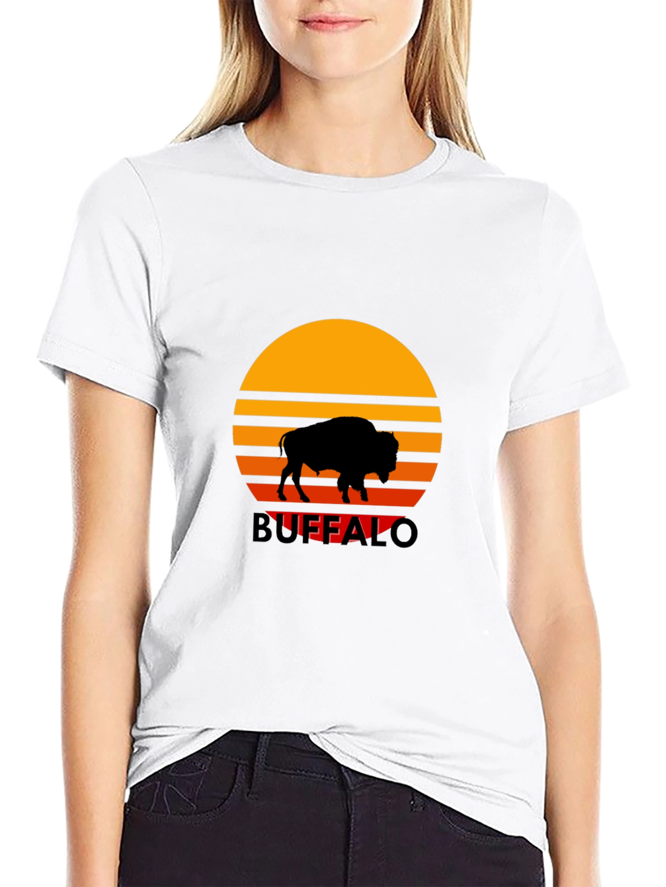 Buffalo Sunset Graphic Tee - Retro Style