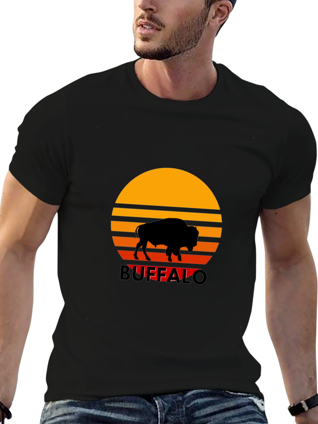 Buffalo Sunset Graphic Tee - Retro Style
