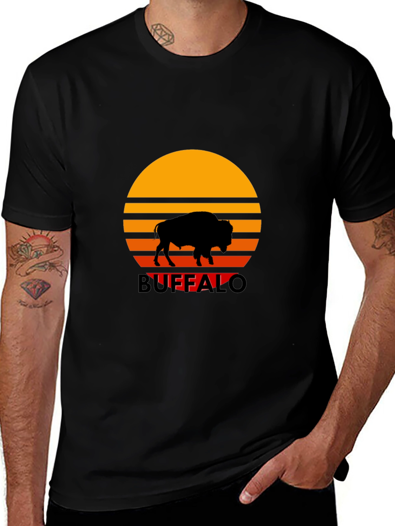 Buffalo Sunset Graphic Tee - Retro Style
