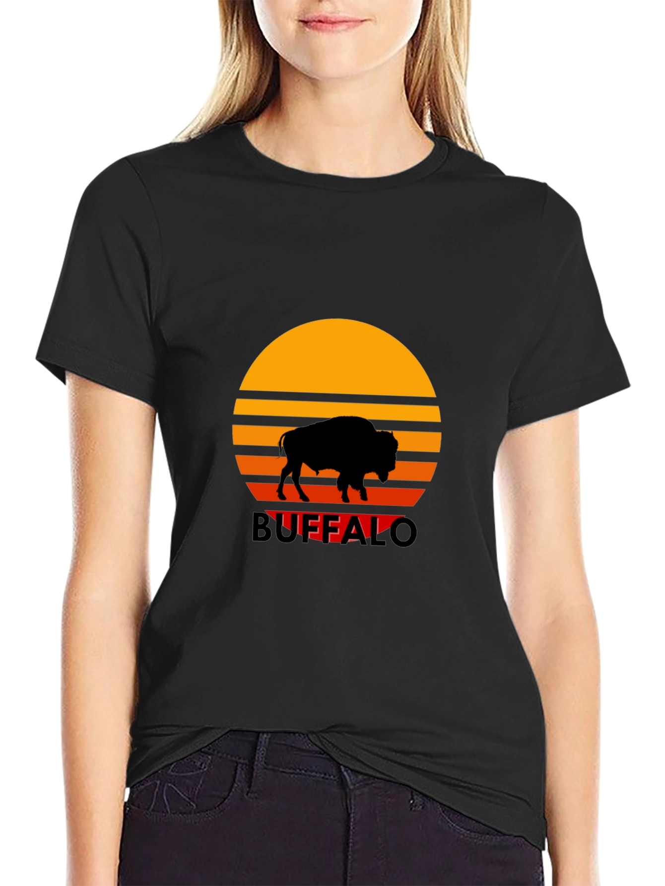 Buffalo Sunset Graphic Tee - Retro Style