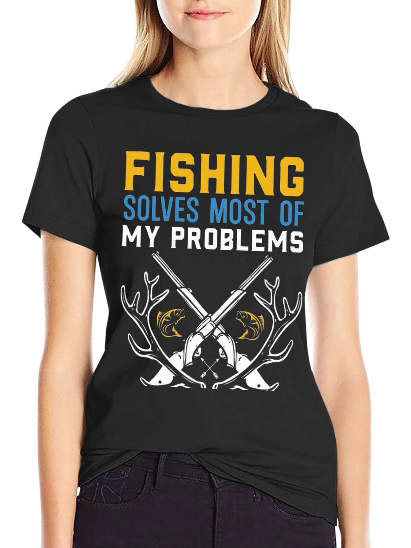 Fishing Solves Problems Graphic Tee