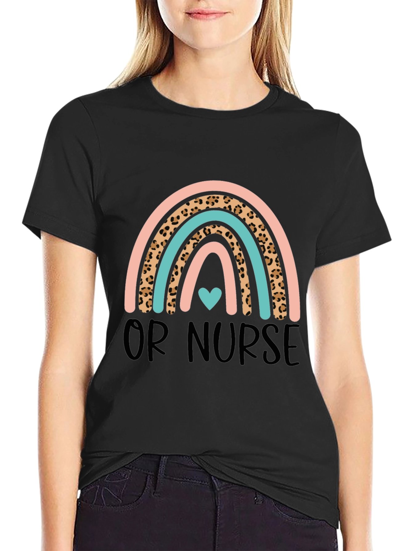 OR Nurse Rainbow Leopard Print T-Shirt