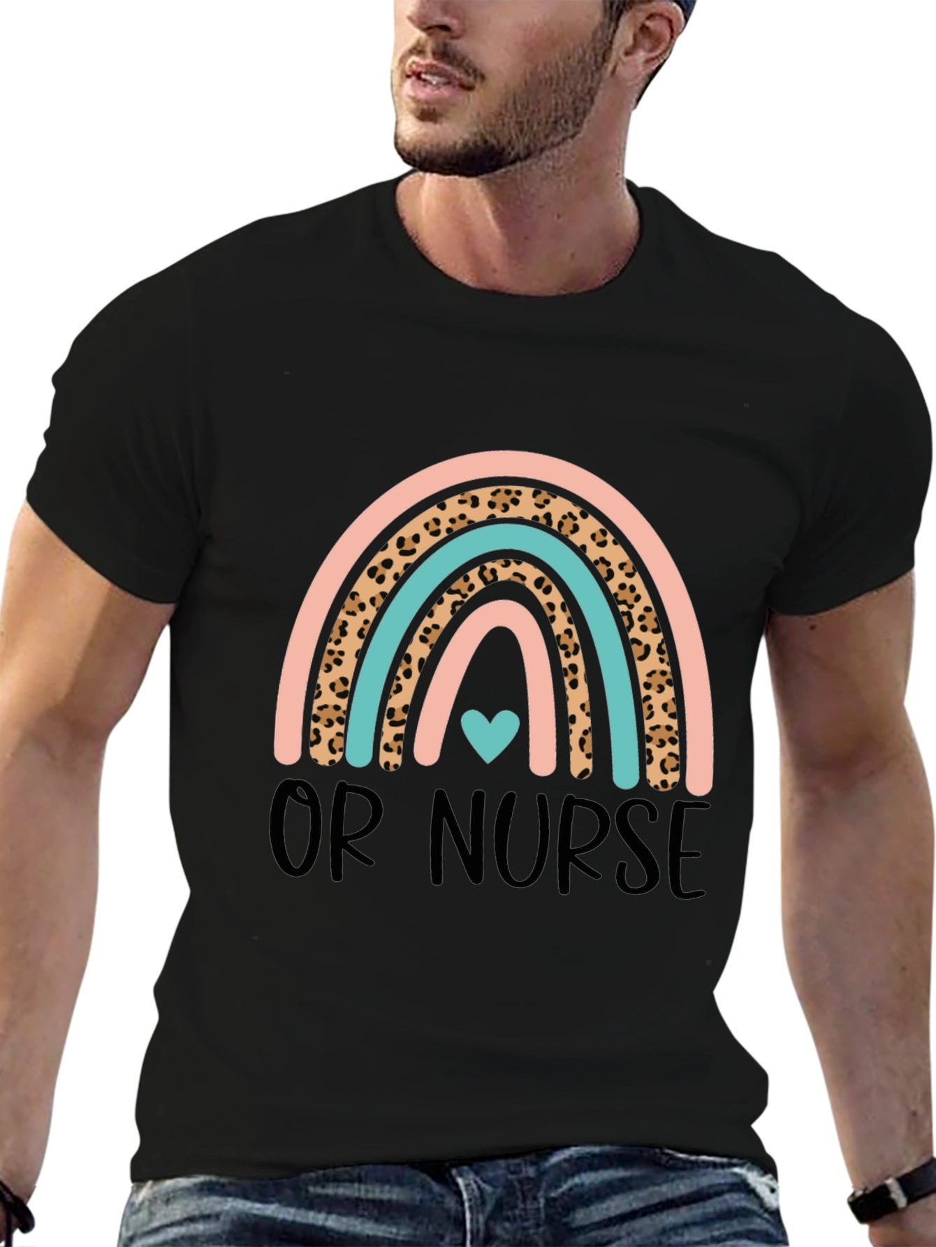 OR Nurse Rainbow Leopard Print T-Shirt