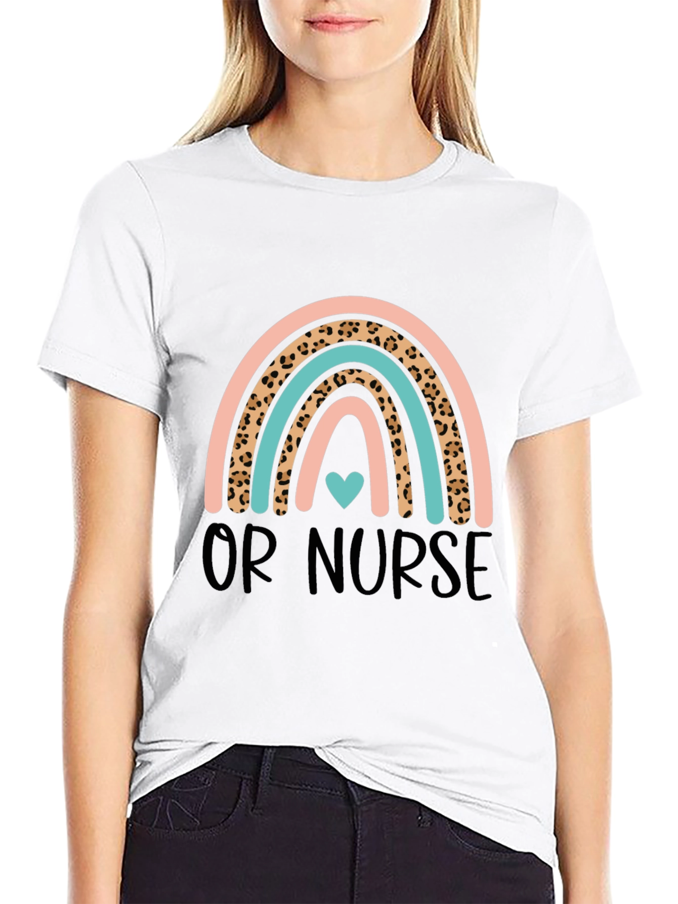 OR Nurse Rainbow Leopard Print T-Shirt