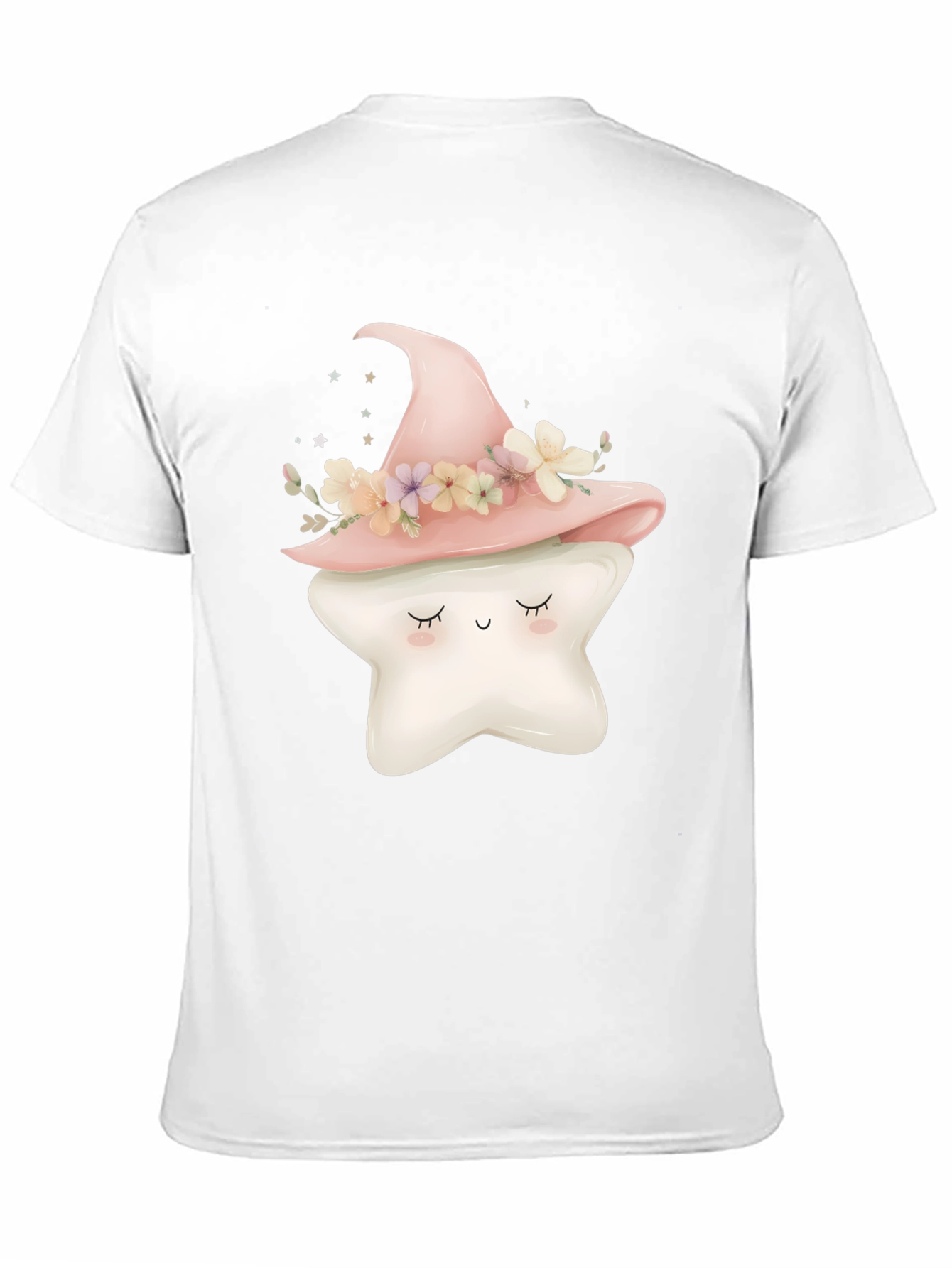 Cute Star Witch Hat Graphic Tee - Black