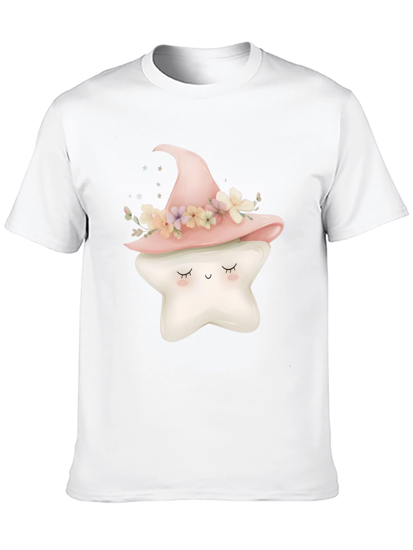 Cute Star Witch Hat Graphic Tee - Black