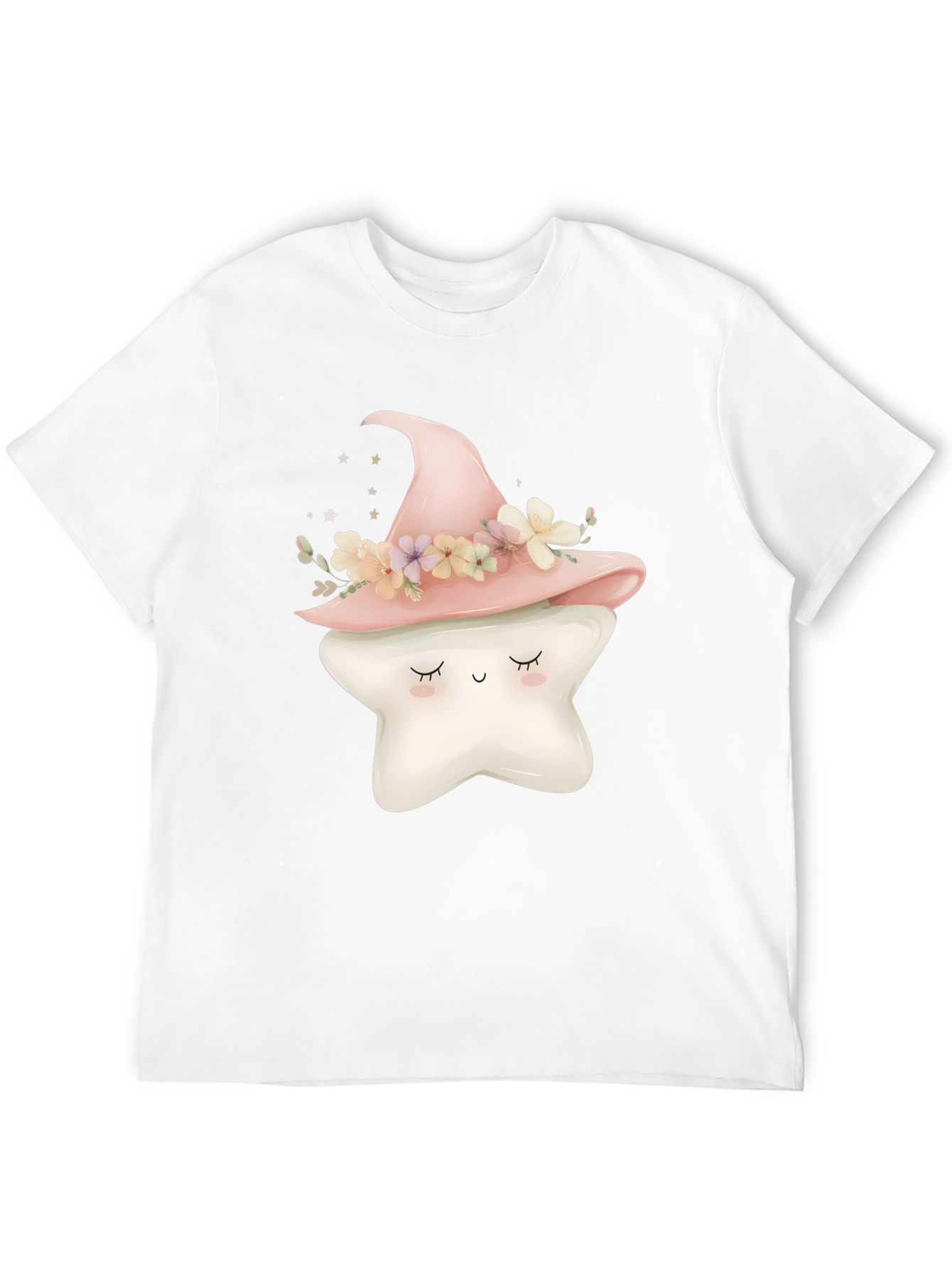 Cute Star Witch Hat Graphic Tee - Black