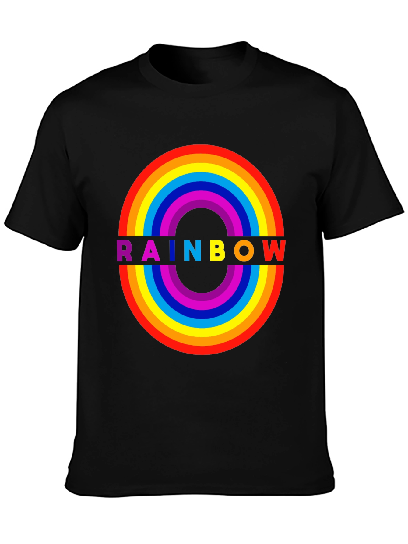 Rainbow Graphic Black T-Shirt - Bold Statement Tee