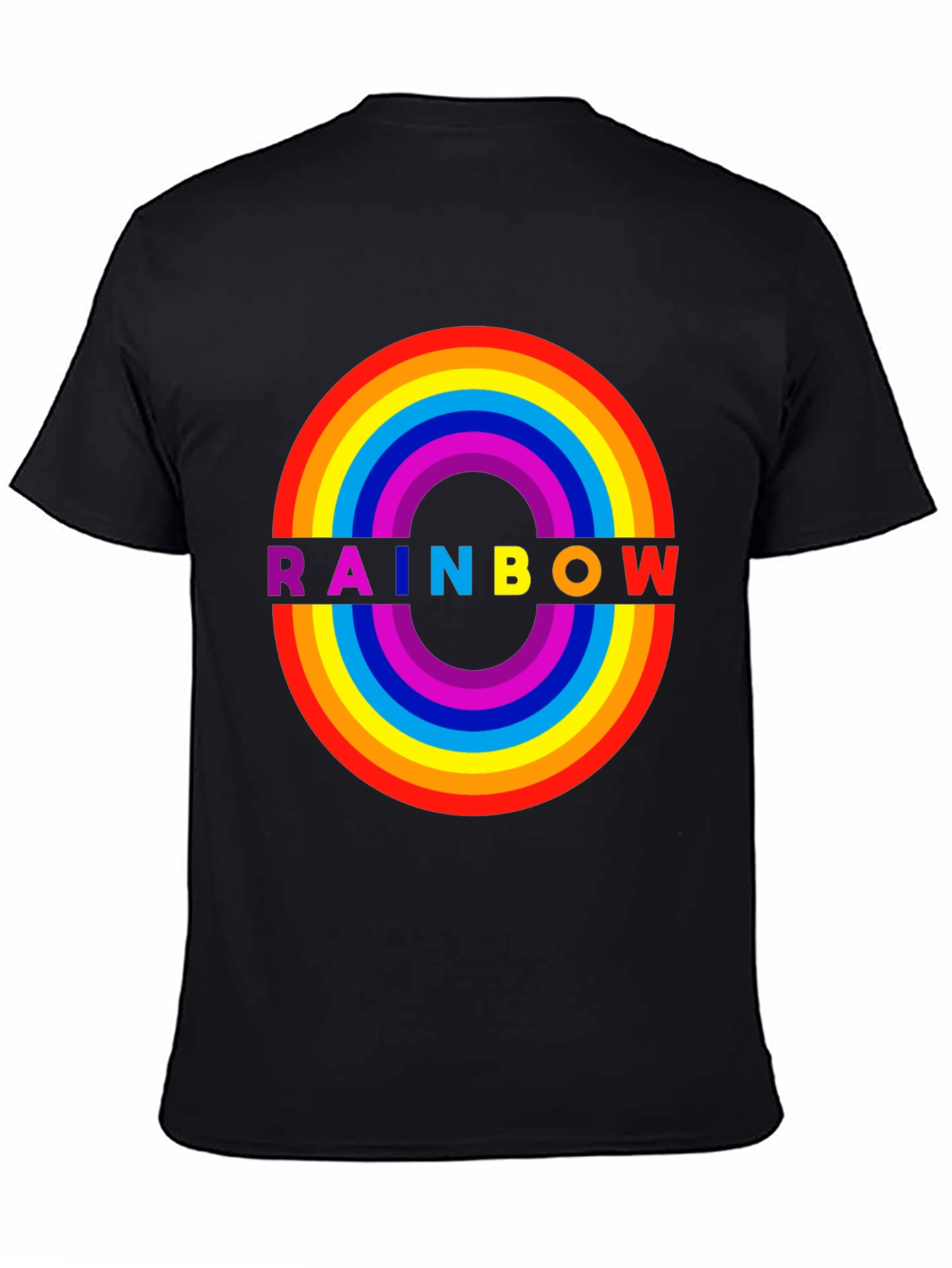 Rainbow Graphic Black T-Shirt - Bold Statement Tee