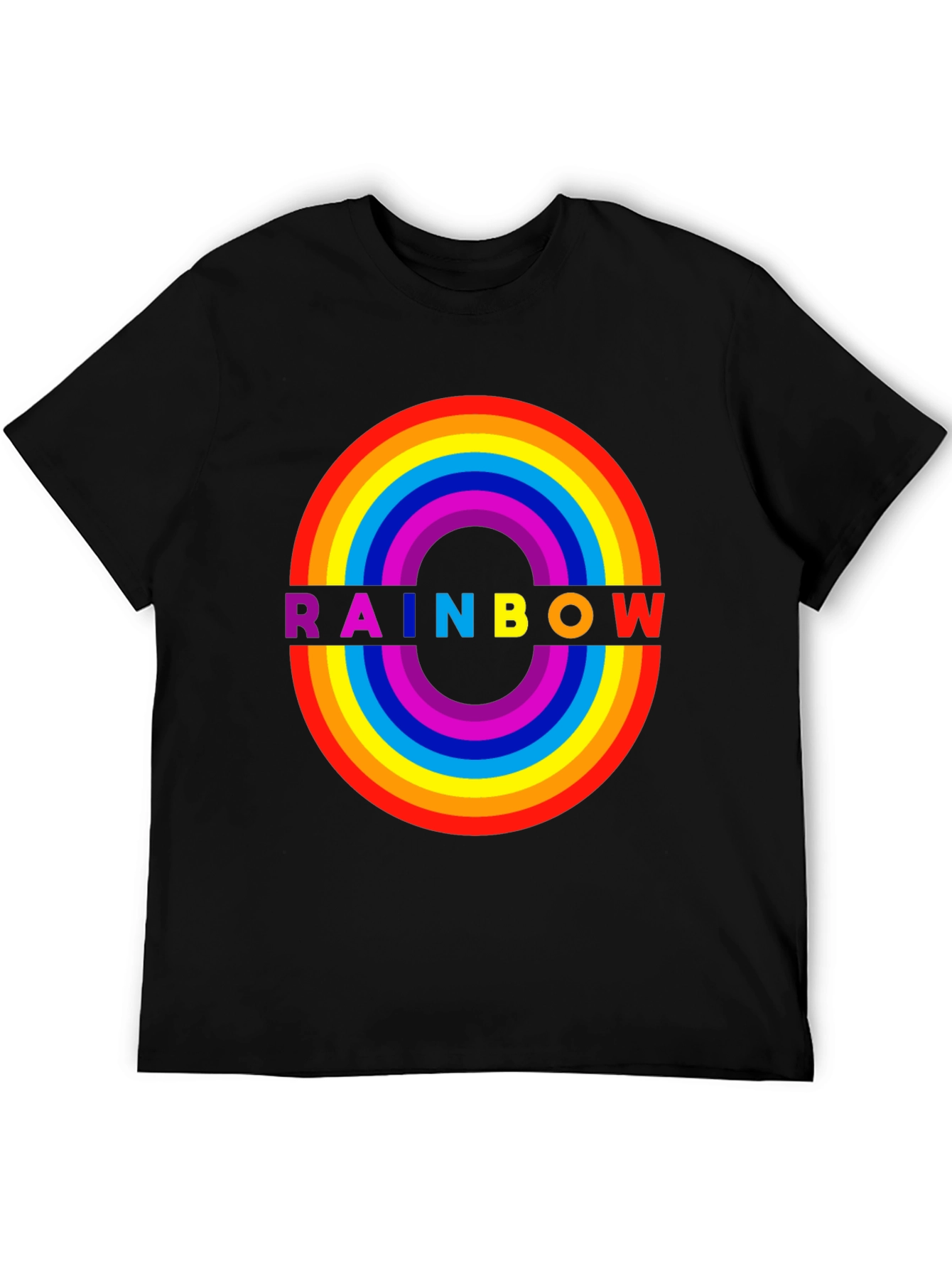 Rainbow Graphic Black T-Shirt - Bold Statement Tee