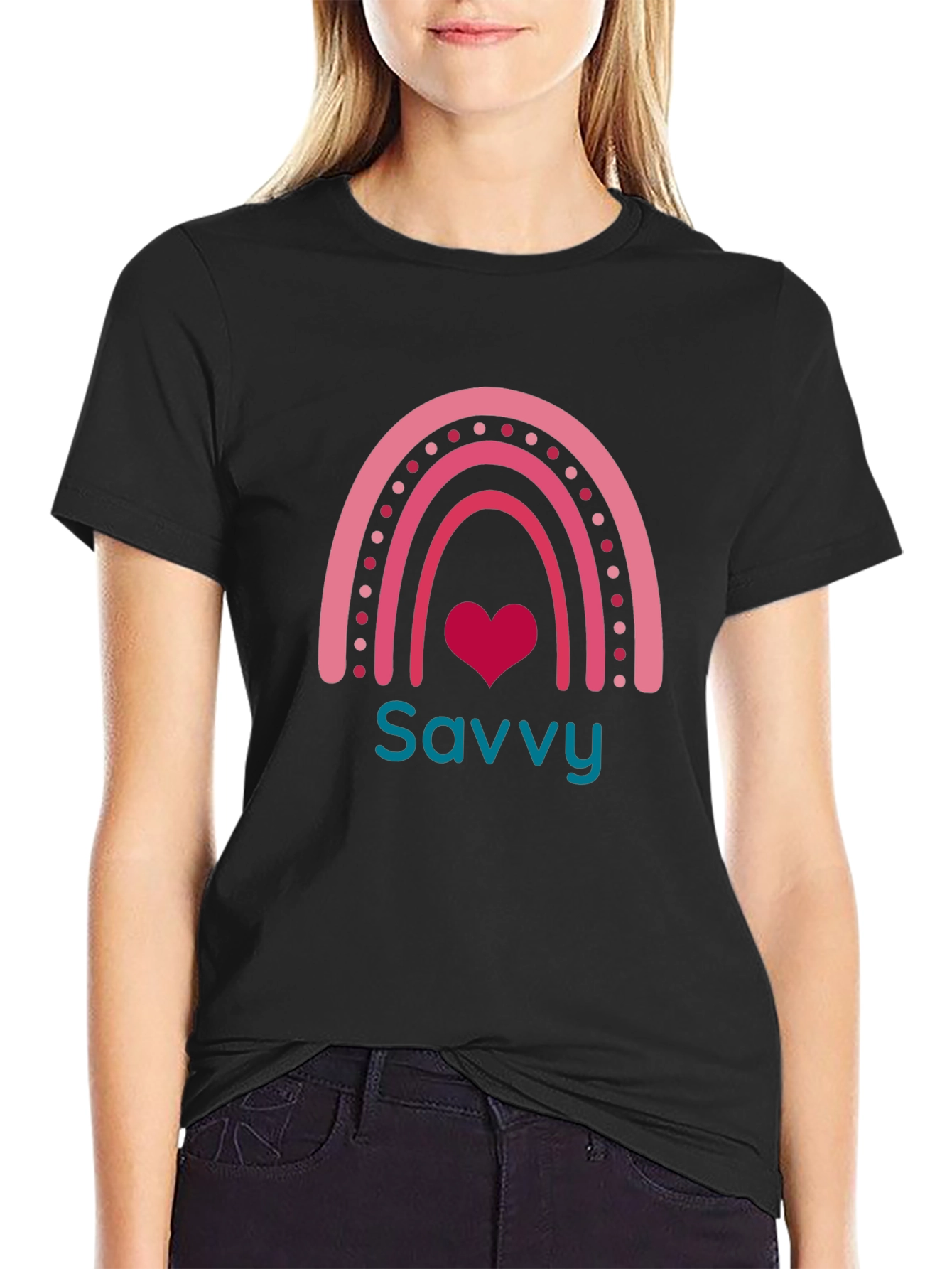 Savvy Rainbow Heart Graphic Tee - Stylish & Trendy